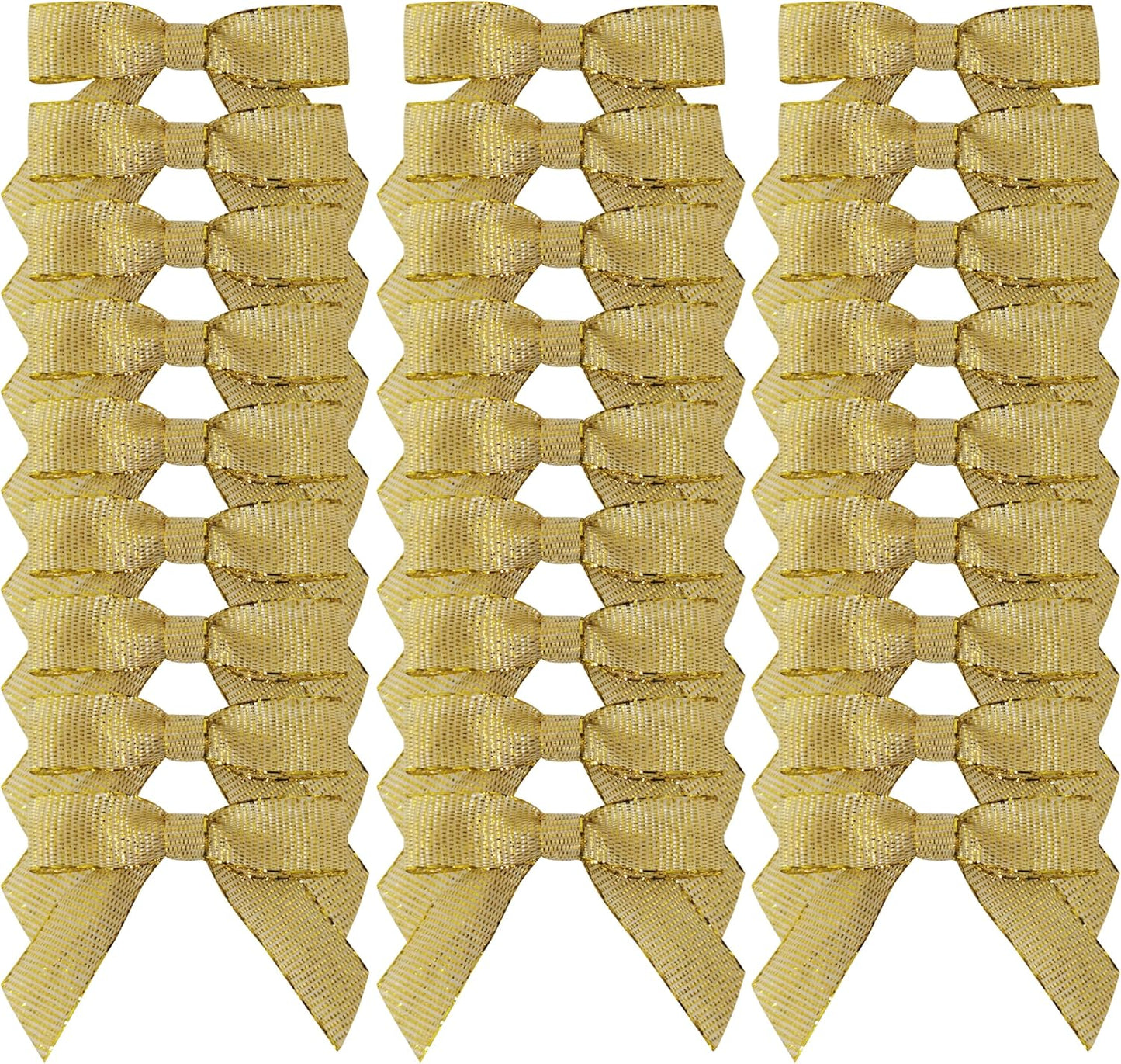 50pcs/pak 1-1/2" Mini Metallic Gold Ribbon Bows Without Twist Ties for Crafts Candy Packing Decor Christmas Halloweeen Decoration (W.Gold)
