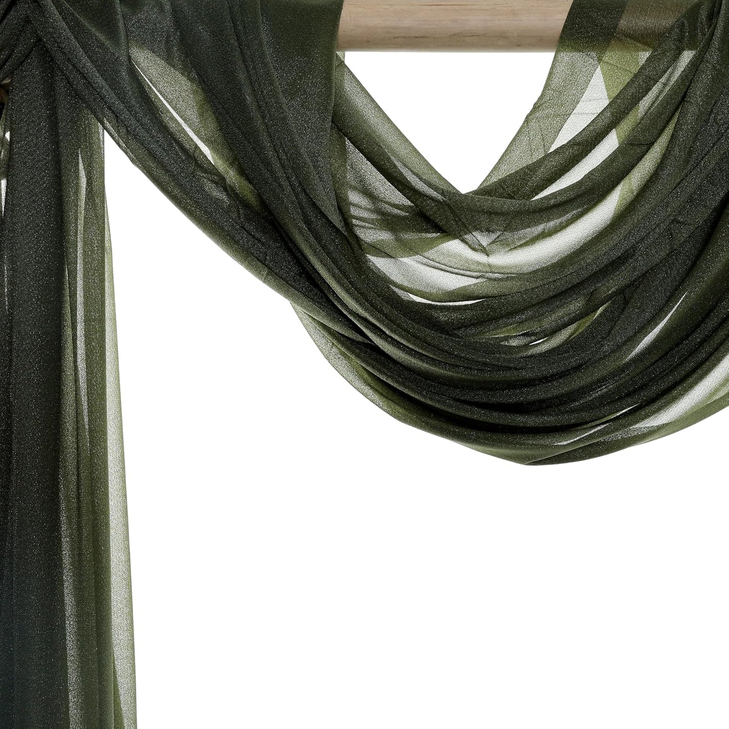 VDS Pack of 1 Panel (30 Inch X 40 Feet) Wedding Arch Draping Fabric Sheer Chiffon Fabric Drapery for Wedding Ceremony Reception Swag Backdrop Canopy Chuppah ARBO Altars Decoration (Olive)