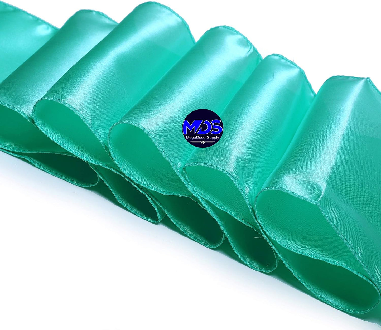 MDS Pack of 125 PCS Satin Chair Sashes Charmeuse Sateen Dining Chair Bows Ribbon Ties Back Sash for Wedding Party Birthday Home Hotel Restaurant Banquet Decoration (7 x 108 Inch, Sea Green)