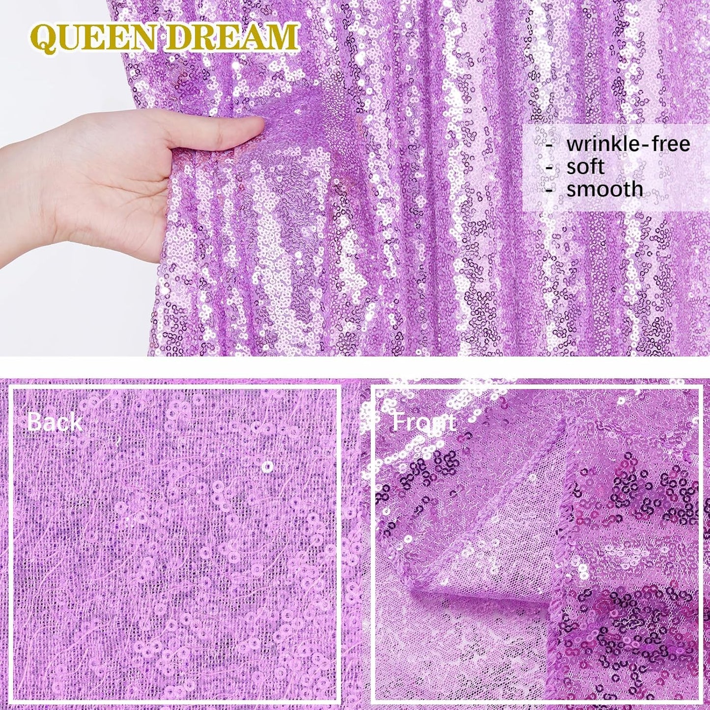 Glitter Curtain Backdrop Sequin Panels: Light Purple Sequin Background Drapes 2FTx8FT Sparkle Fabric Baby Bridal Shower Party Decorations