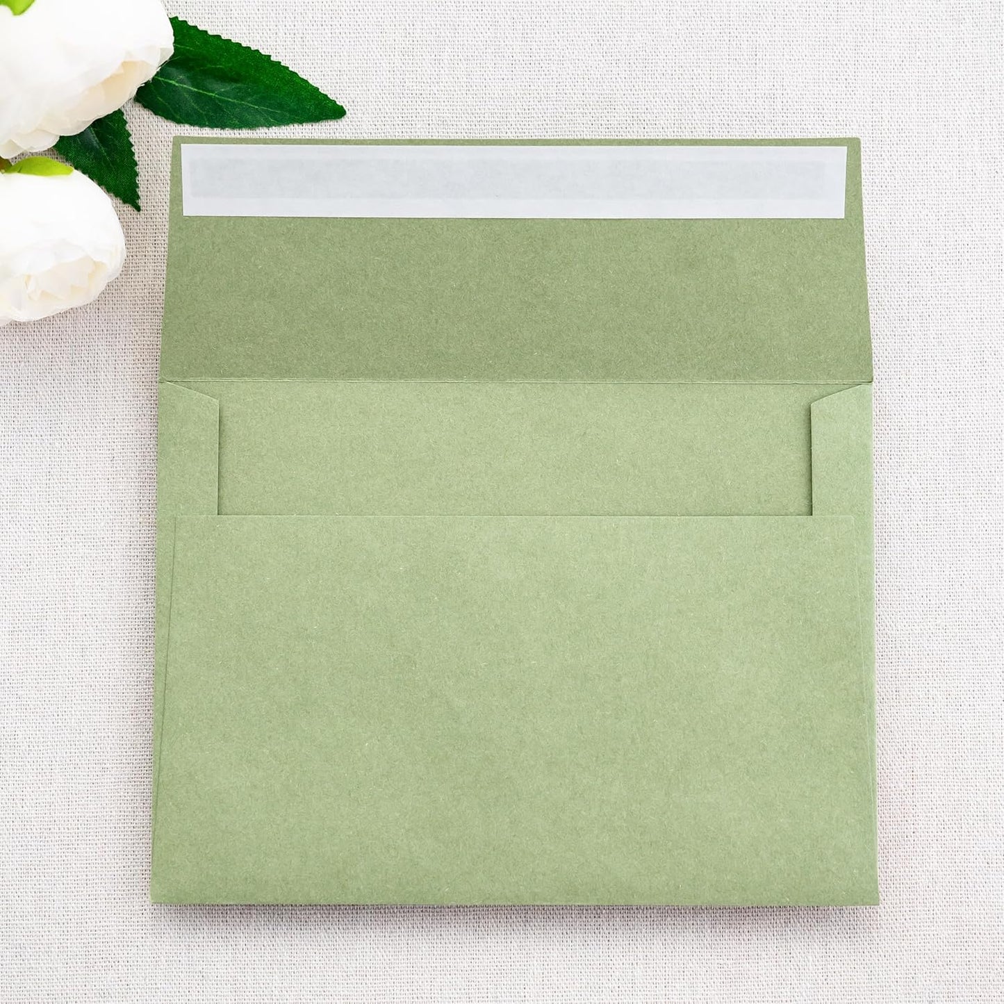 PONATIA 50 Pieces 5x7 Envelopes, A7 Envelopes Self Seal for Weddings, Invitation Cards, Photos, Postcards, Greeting Cards Mailing, Baby Shower, Graduation, Christmas Gift Cards (Sage Green)