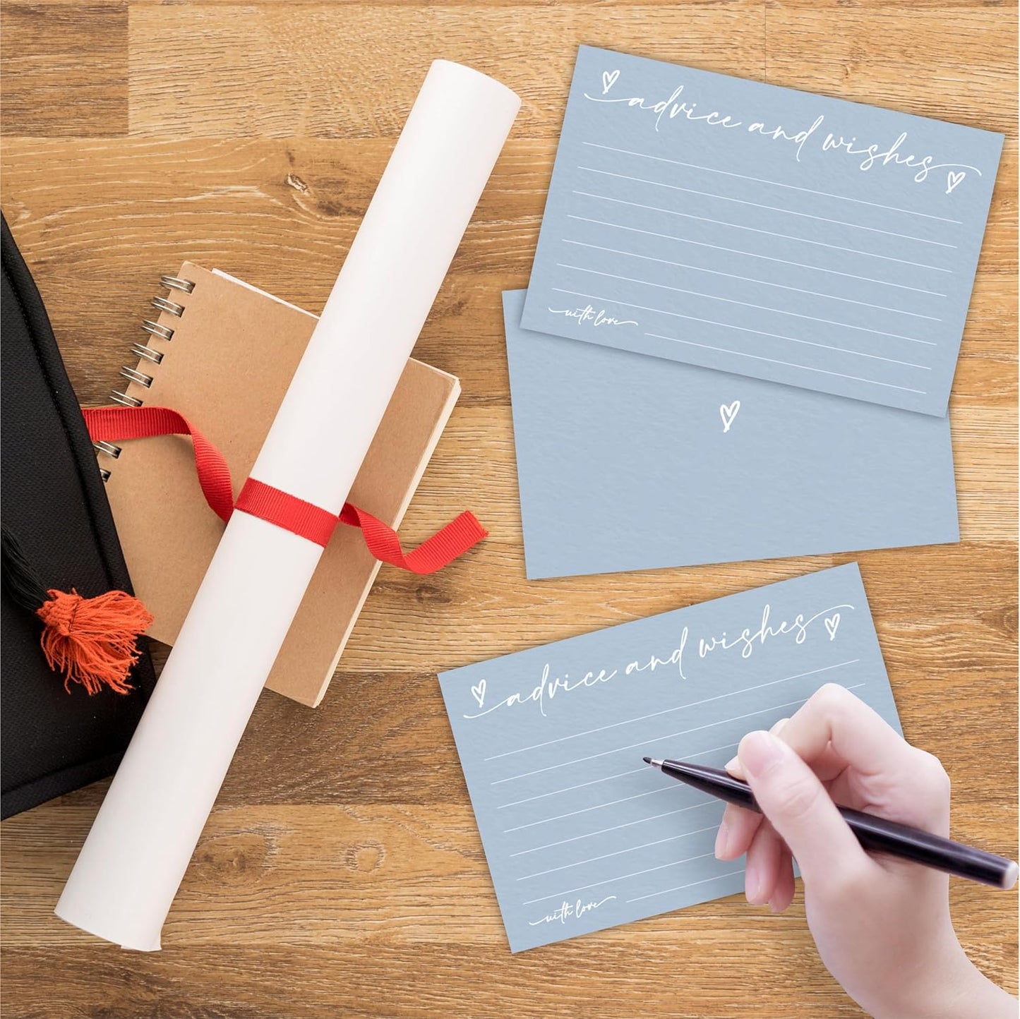 30 Advice & Wishes Cards - Minimalism Blue - Double Sided Fill-In Advice Cards For Bridal, Wedding, Graduate Party, Mr & Mrs, Retirement, Baby Shower, Party Favor & Supplies - A04