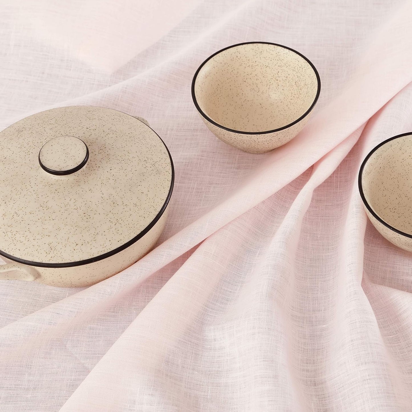 Solino Home Linen Tablecloth 60 x 144 Inch - Classic Hemstitch 100% Pure Linen Pink Table Cloth for Rectangle Tables - Machine Washable Tablecloth for Halloween