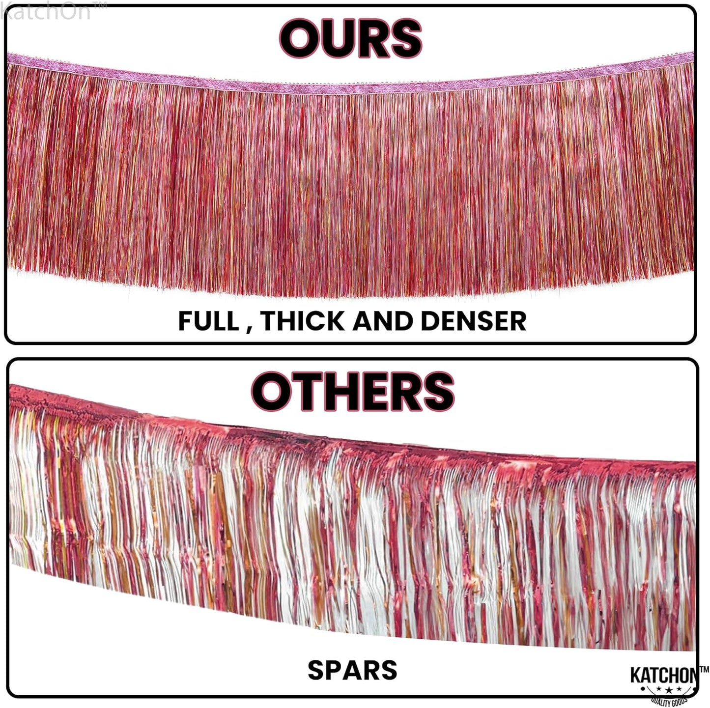 KatchOn, XtraLarge Pink Fringe Banner - 6.5 Ft,Pack of 2 | Fringe Garland, Pink Streamers for Birthday,Gender Reveal, Bachelorette Party Decorations | Flamingo Party Decorations