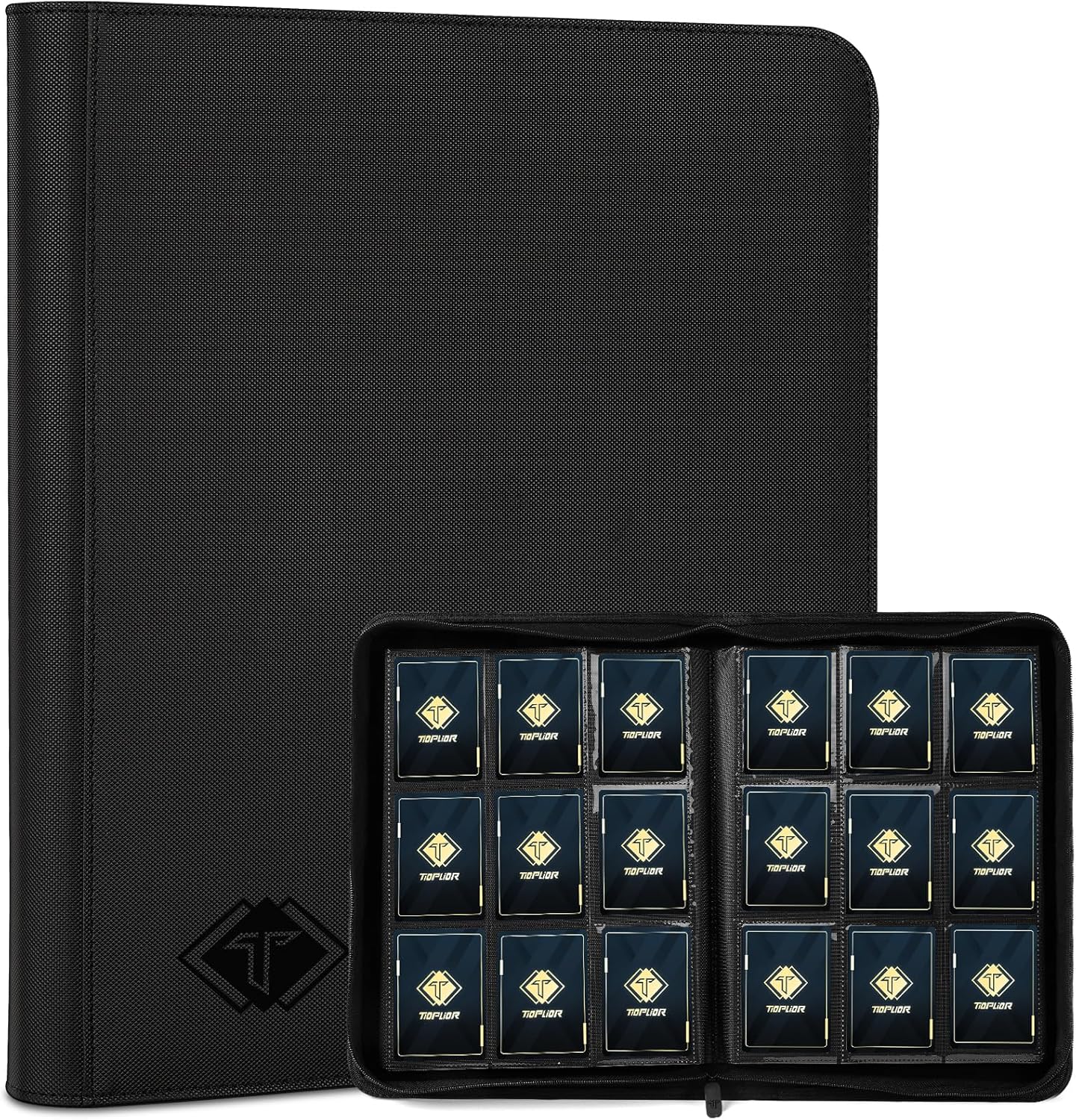 Zip MTG Card Binder with 432 Side Loading Pocket - fits TCG Baseball Football Sports Cards - Easy to Insert Collection Binder - Black