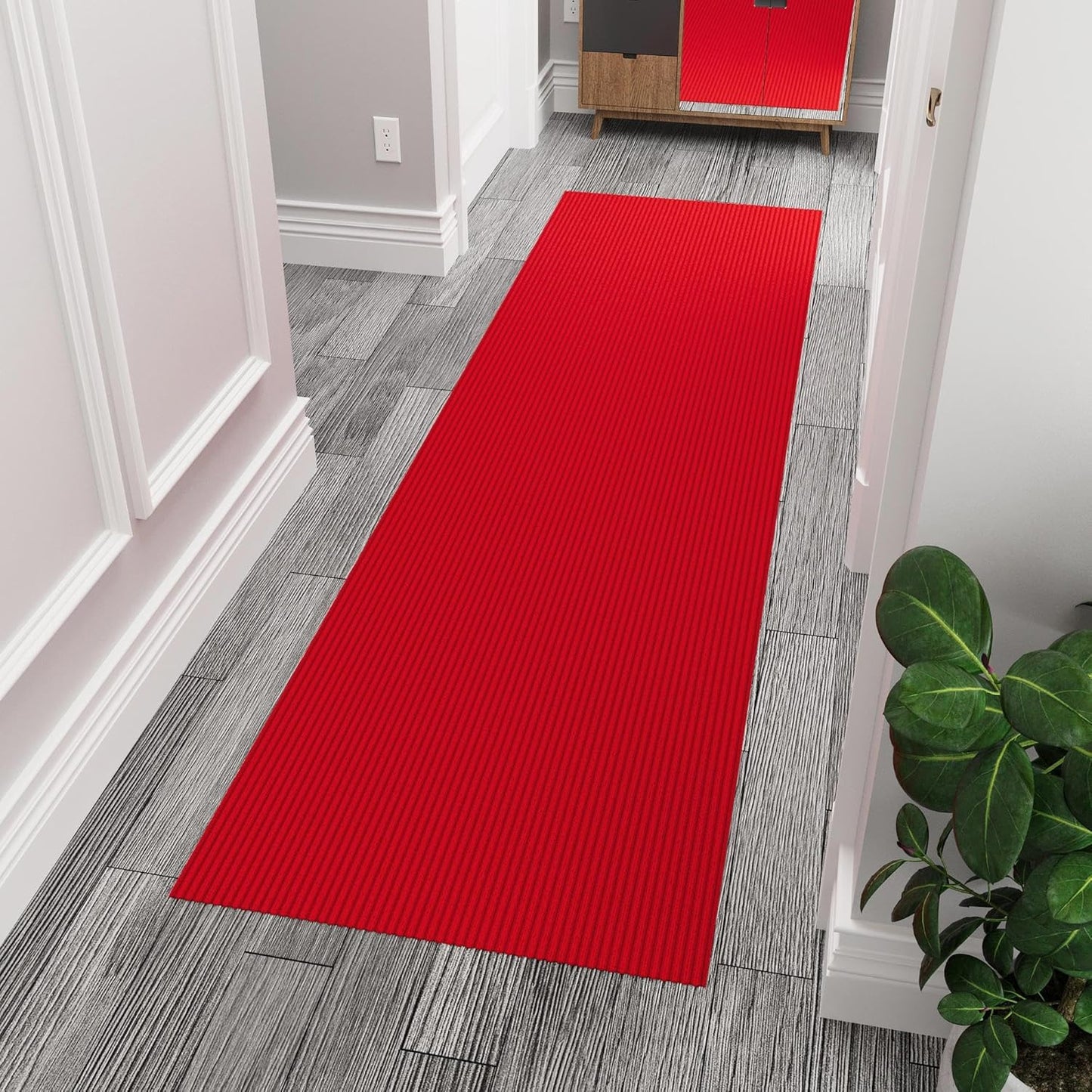 Ottomanson 2'7" x 5' Mud Mat Area Rug Scraper Carpet - Non-Slip, Dirt Trapping for Indoor & Outdoor Use - Ideal for Entryway, Garage, Kitchen, Patio & High-Traffic Areas, Red