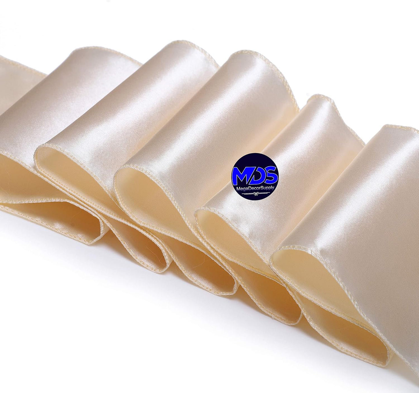 MDS Pack of 300 PCS Satin Chair Sashes Charmeuse Sateen Dining Chair Bows Ribbon Ties Back Sash for Wedding Party Birthday Home Hotel Restaurant Banquet Decoration (7 x 108 Inch, Cream)