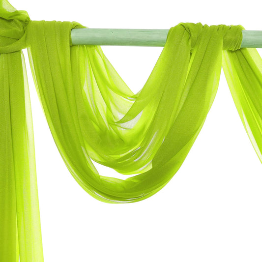 VDS Pack of 2 Panel (30 Inch X 30 Feet) Wedding Arch Draping Fabric Sheer Chiffon Fabric Drapery for Wedding Ceremony Reception Swag Backdrop Canopy Chuppah ARBO Altars Decoration (Parrot Green)