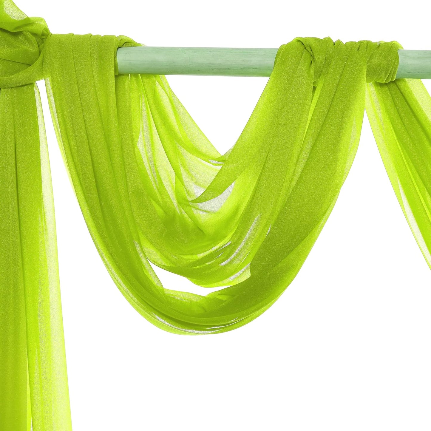 VDS Pack of 3 Panel (30 Inch X 20 Feet) Wedding Arch Draping Fabric Sheer Chiffon Fabric Drapery for Wedding Ceremony Reception Swag Backdrop Canopy Chuppah ARBO Altars Decoration (Parrot Green)