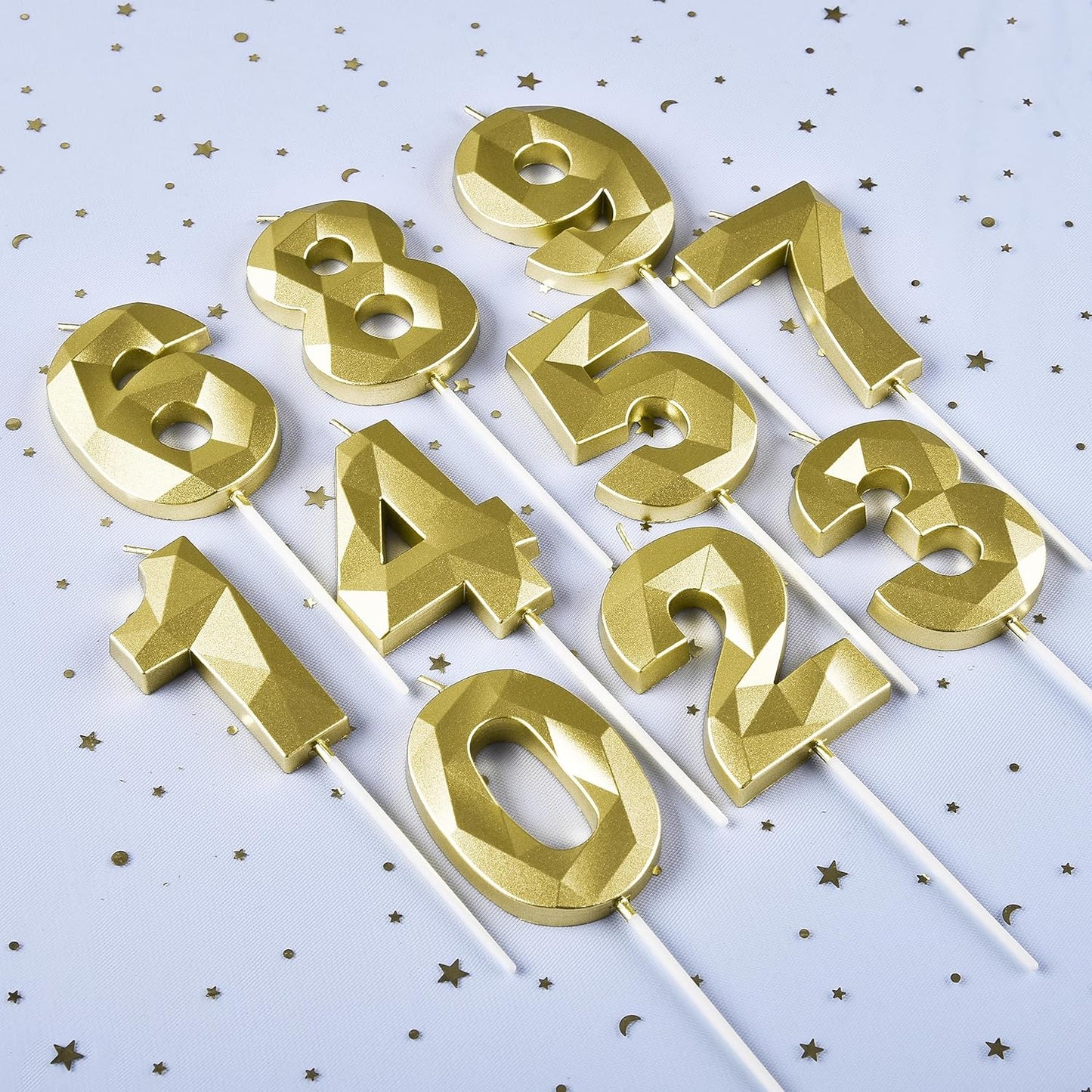 PHD CAKE 2.76 Inch Crystal Gold 7 Number Birthday Candles, Gold Number Candles, Cake Number Candles, Party Celebration