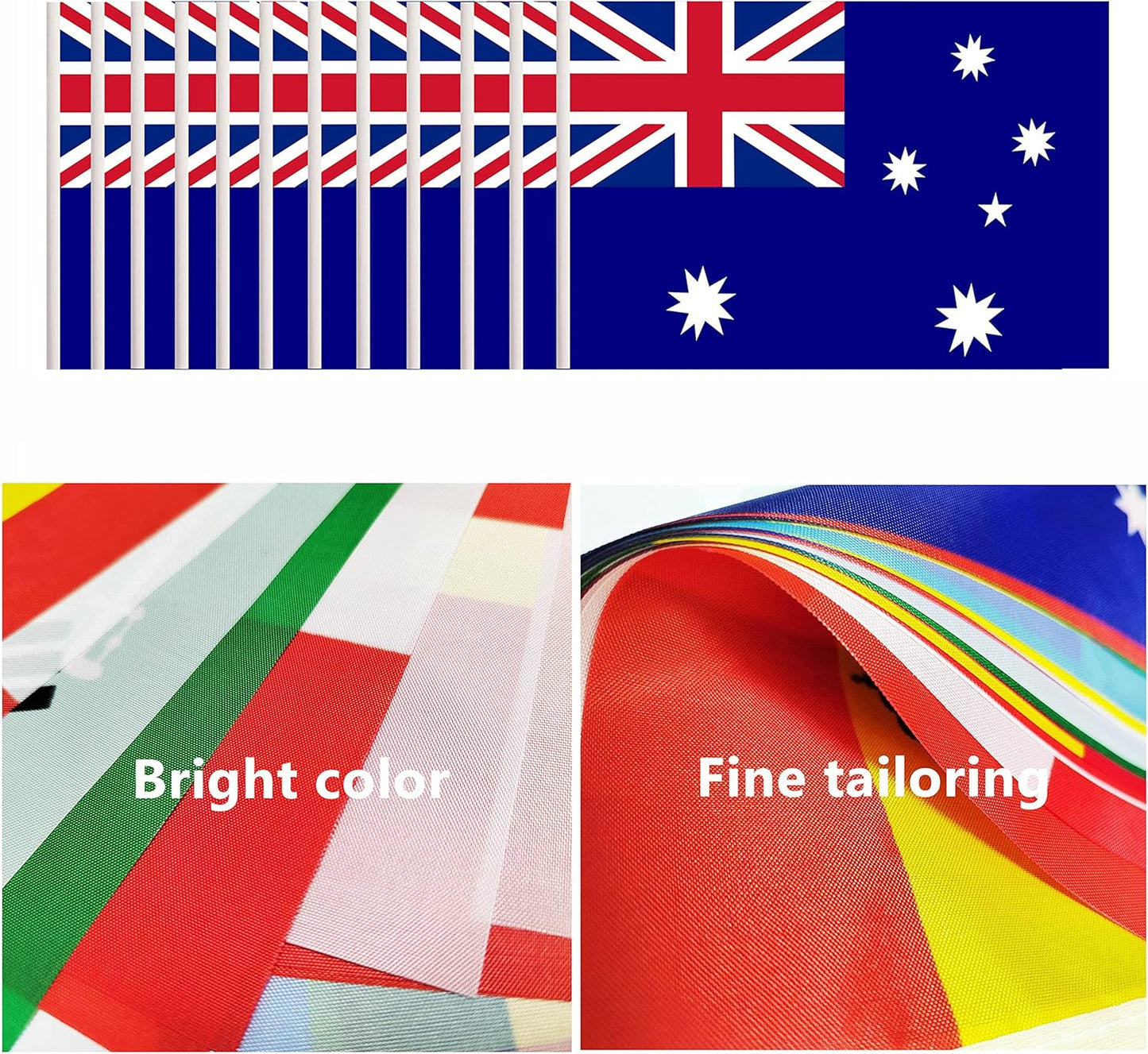 12 Pack Australia Desk Flags Set, Australian Small Mini Table Office Flags with 12" Solid Black Pole, 8.2 x 5.5 Inches, Home and Office Decoration, Festival Celebrations