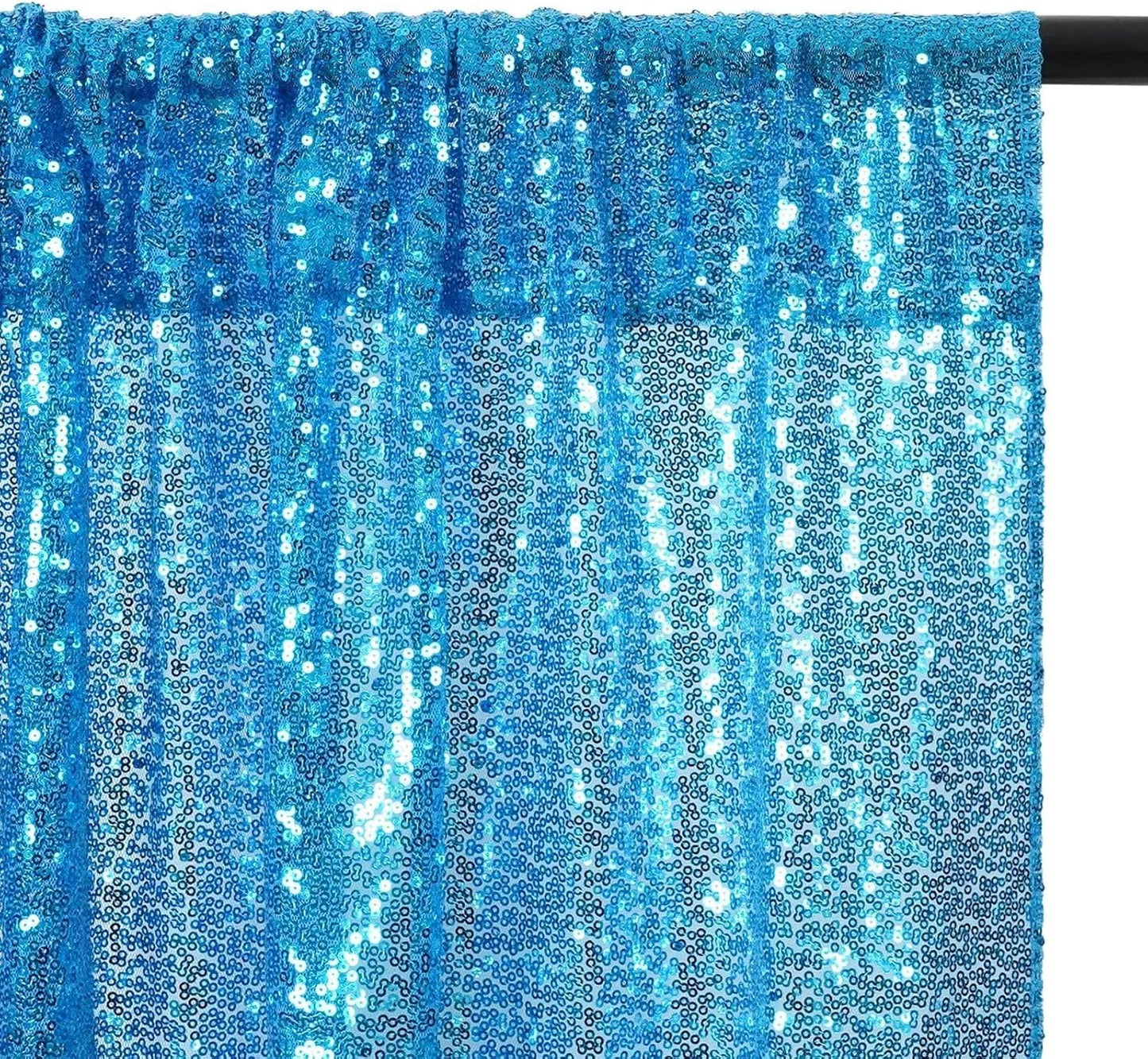 Eternal Beauty 2 PCS Sequin Backdrop Curtain, Sequin Wedding Backdrop for Christmas Party, Birthday (Turquosie 2FTx8FT)