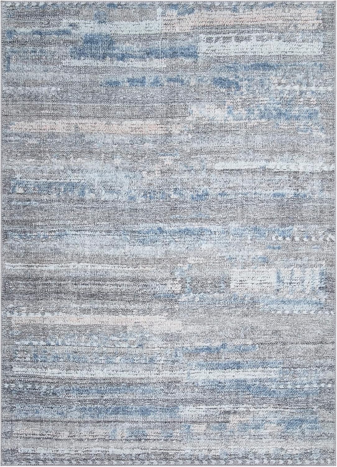 Bloom Rugs Washable Non-Slip 2' x 3' Rug - Gray/Blue/Blush Modern Abstract Area Rug for Living Room, Bedroom, Dining Room, and Kitchen - Exact Size: 2' x 3'