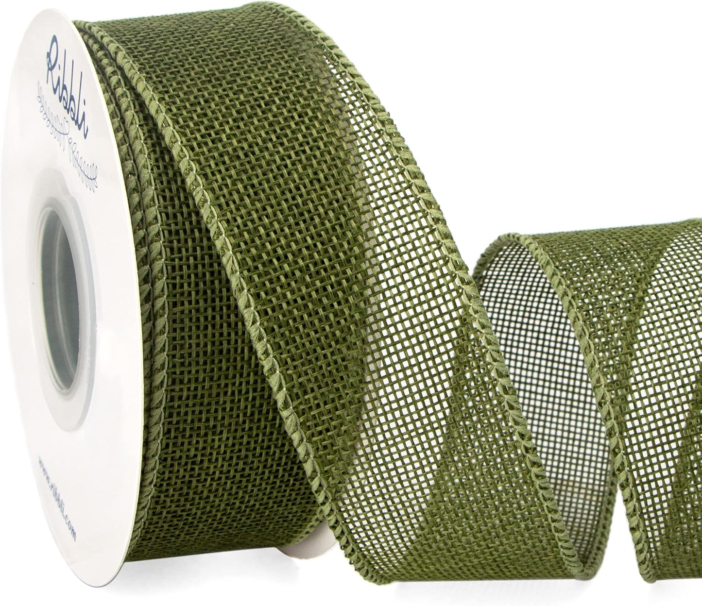 Ribbli Dark Moss Burlap Wired Ribbon,1-1/2 Inch x 10 Yard, Wired Edge Ribbon for Big Bow,Wreath,Tree Decoration,Outdoor Decoration