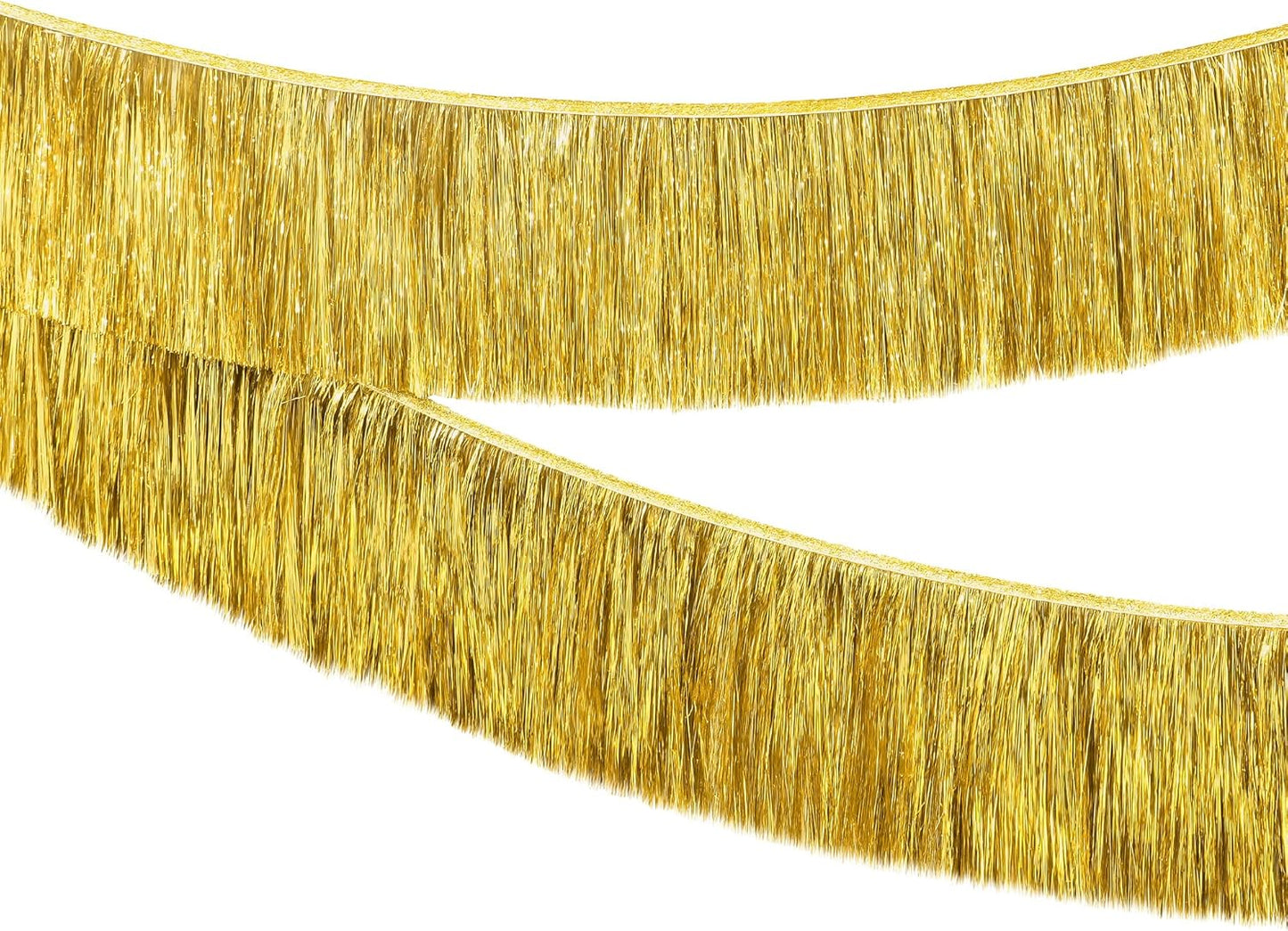KatchOn, Pack of 2 Gold Fringe Garland - Gold Tinsel Banner for Birthday Party Decorations, Bridal Shower | Golden Foil Curtains for Golden Party Decor, Wedding, New Years Decorations