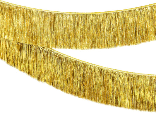 KatchOn, Pack of 2 Gold Fringe Garland - Gold Tinsel Banner for Birthday Party Decorations, Bridal Shower | Golden Foil Curtains for Golden Party Decor, Wedding, New Years Decorations
