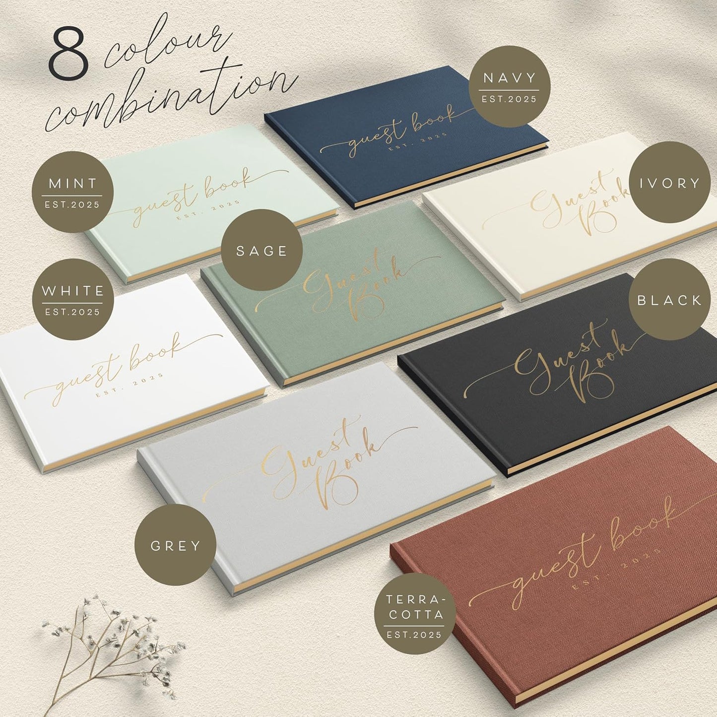 Personalized 2025 Wedding Guest Book for Reception — Guestbook to Sign In, Elegant Baby Shower Guest Book for Party & Birthday — Photo & Polaroid Guest Book for Wedding & Bridal Shower (Mint)