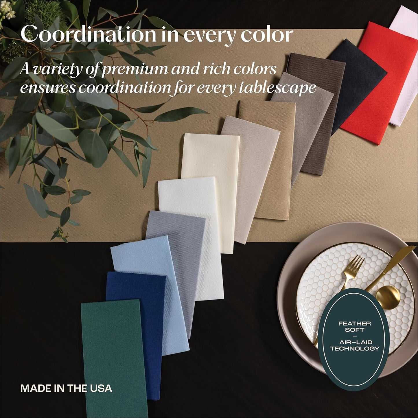 200-Pack Disposable Linen-Feel Light Green Napkins, 12" x 17" Cloth-Like Paper Dinner Napkins For Wedding, Bathroom, Party Or Event