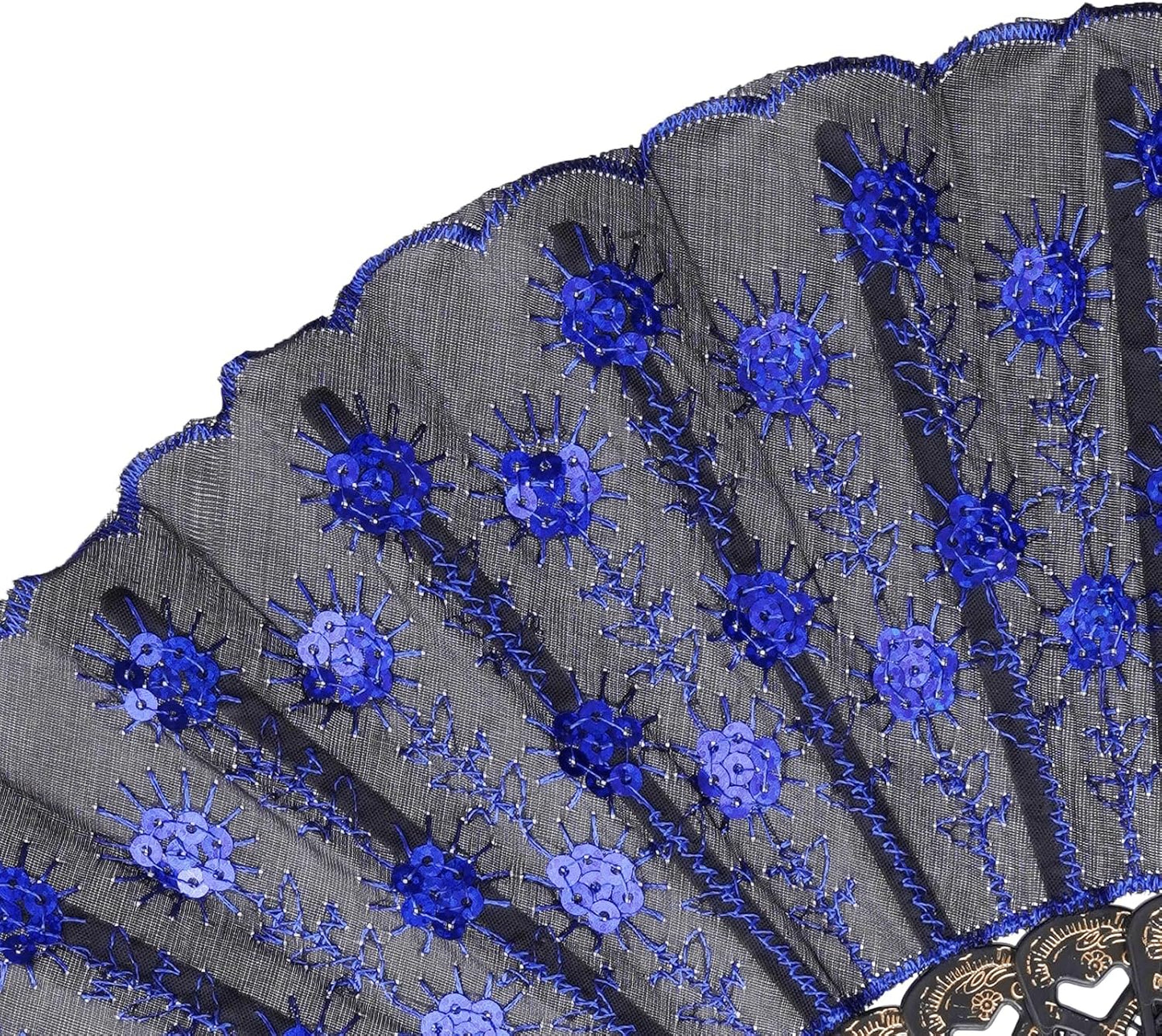 QIRMIZI 30 Pack Fabric Folding Handheld Fans, Perfect for Weddings, Parties, and Dancing,Royal Blue