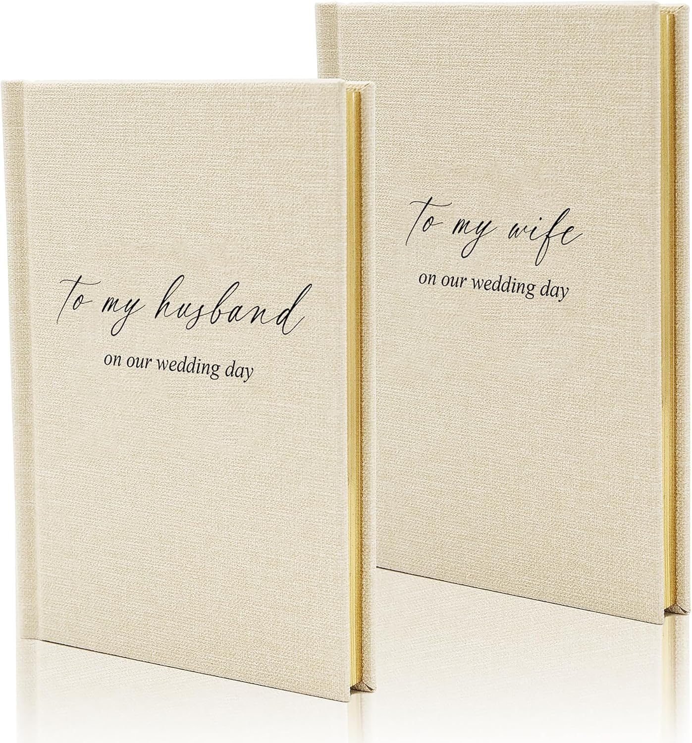 To My Wife/Husband on Our Wedding Day (Set of 2) - 5.75 x 5 Minimalist Pocket Sized Black Embossed Wedding Ceremony Vow Renewal Notebook Journal