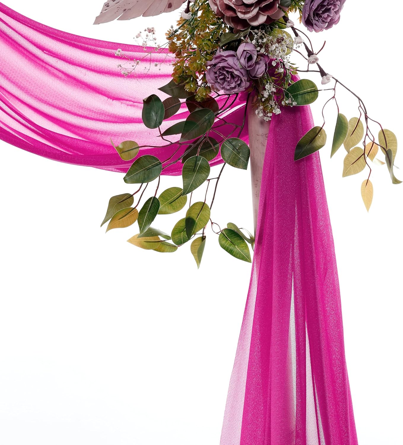 VDS Pack of 1 Panel (30 Inch X 20 Feet) Wedding Arch Draping Fabric Sheer Chiffon Fabric Drapery for Wedding Ceremony Reception Swag Backdrop Canopy Chuppah ARBO Altars Decoration (Magenta)