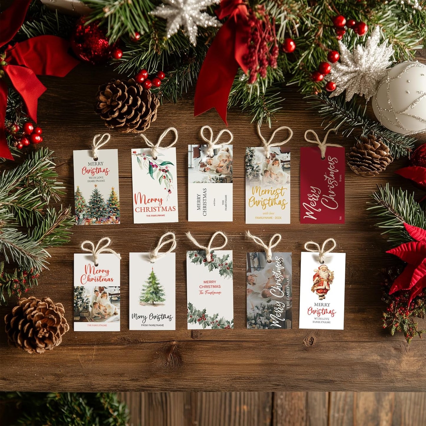 Custom Gift Tags - Personalized Hang Tags for Christmas Presents, Custom Christmas Tags