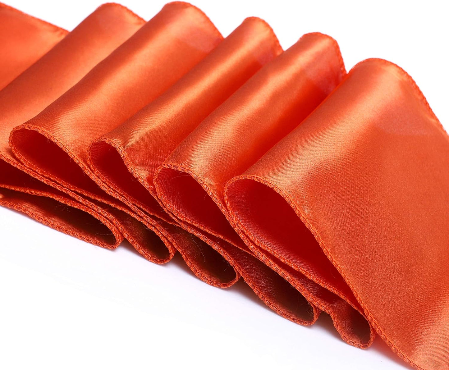 MDS Pack of 200 PCS Satin Chair Sashes Charmeuse Sateen Dining Chair Bows Ribbon Ties Back Sash for Wedding Party Birthday Home Hotel Restaurant Banquet Decoration (7 x 108 Inch, Brunt Orange)