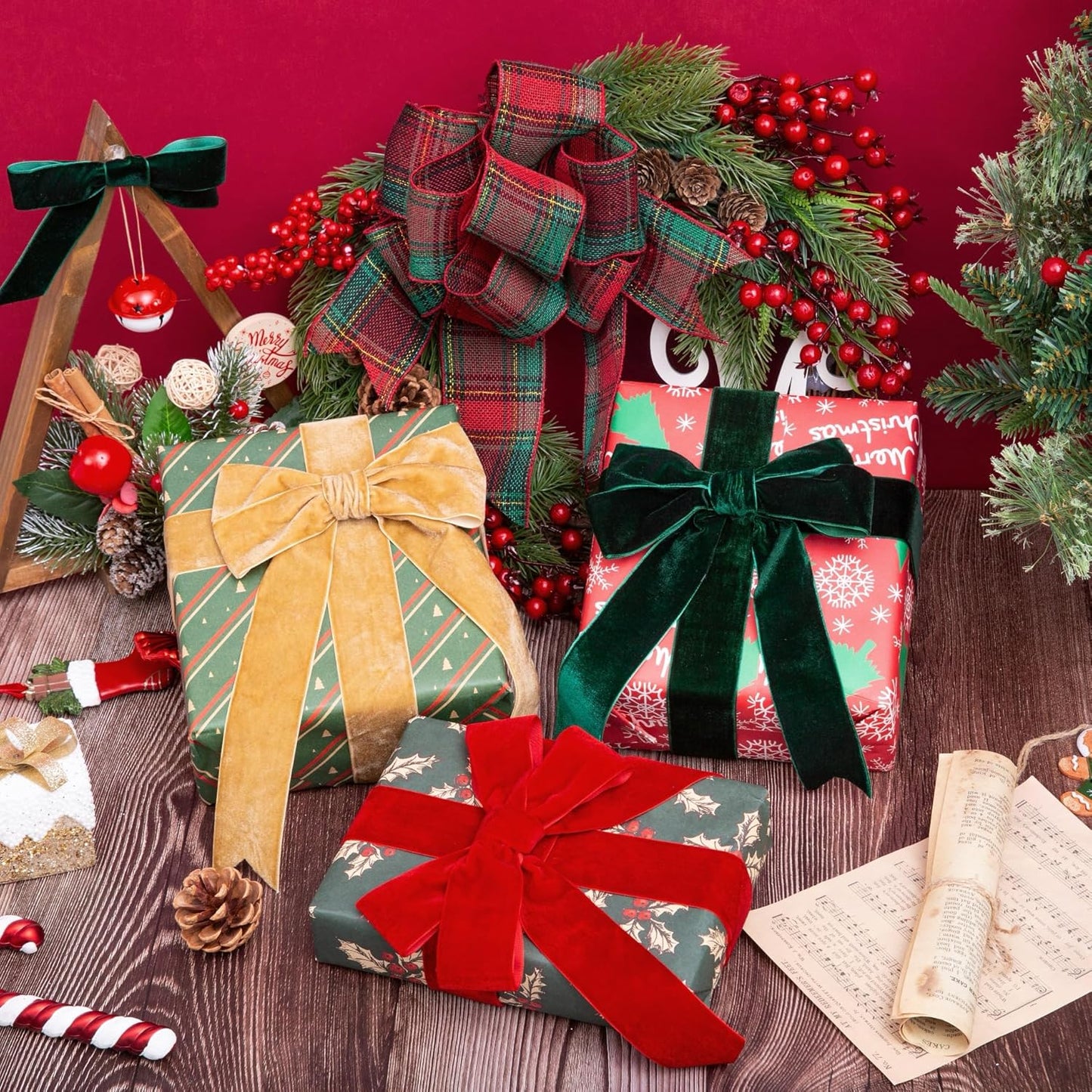 Velvet Ribbon, 1 1/2-Inch by 25-Yard Spool (Khaki)