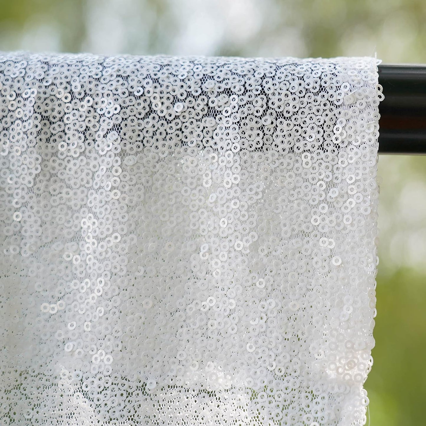 White Sequin Backdrop Curtains 2 Panels 4FTx8FT Glitter White Drapes Photo Backdrop Drapes Party Wedding Baby Shower Curtain Sparkle Photography Party Decor Background