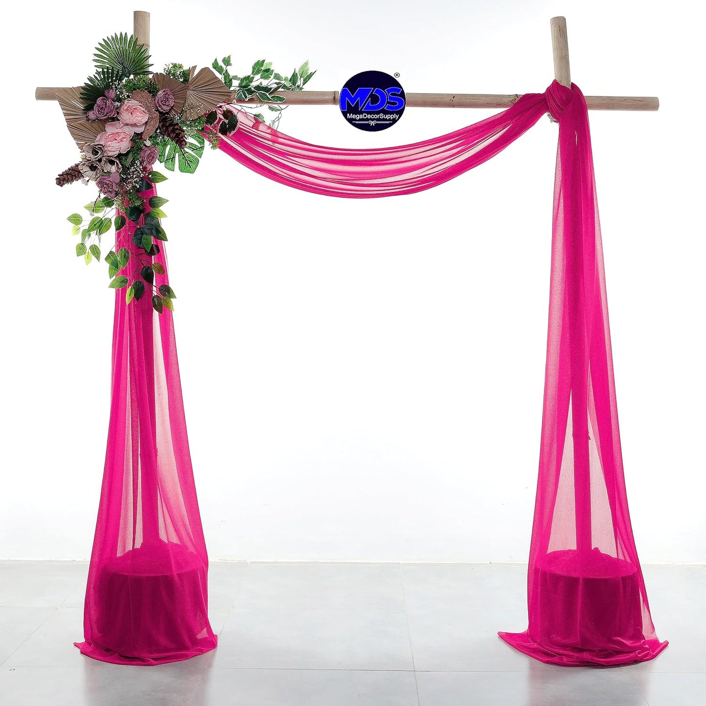 MDS Halloween Chiffon Draping Fabric - 2 Panel, 30" Wide x 40ft Long - Sheer Spooky Arbor & Canopy Drapery for Haunted House Backdrops, Party Ceilings, DIY Costumes & Themed Events - Hot Pink