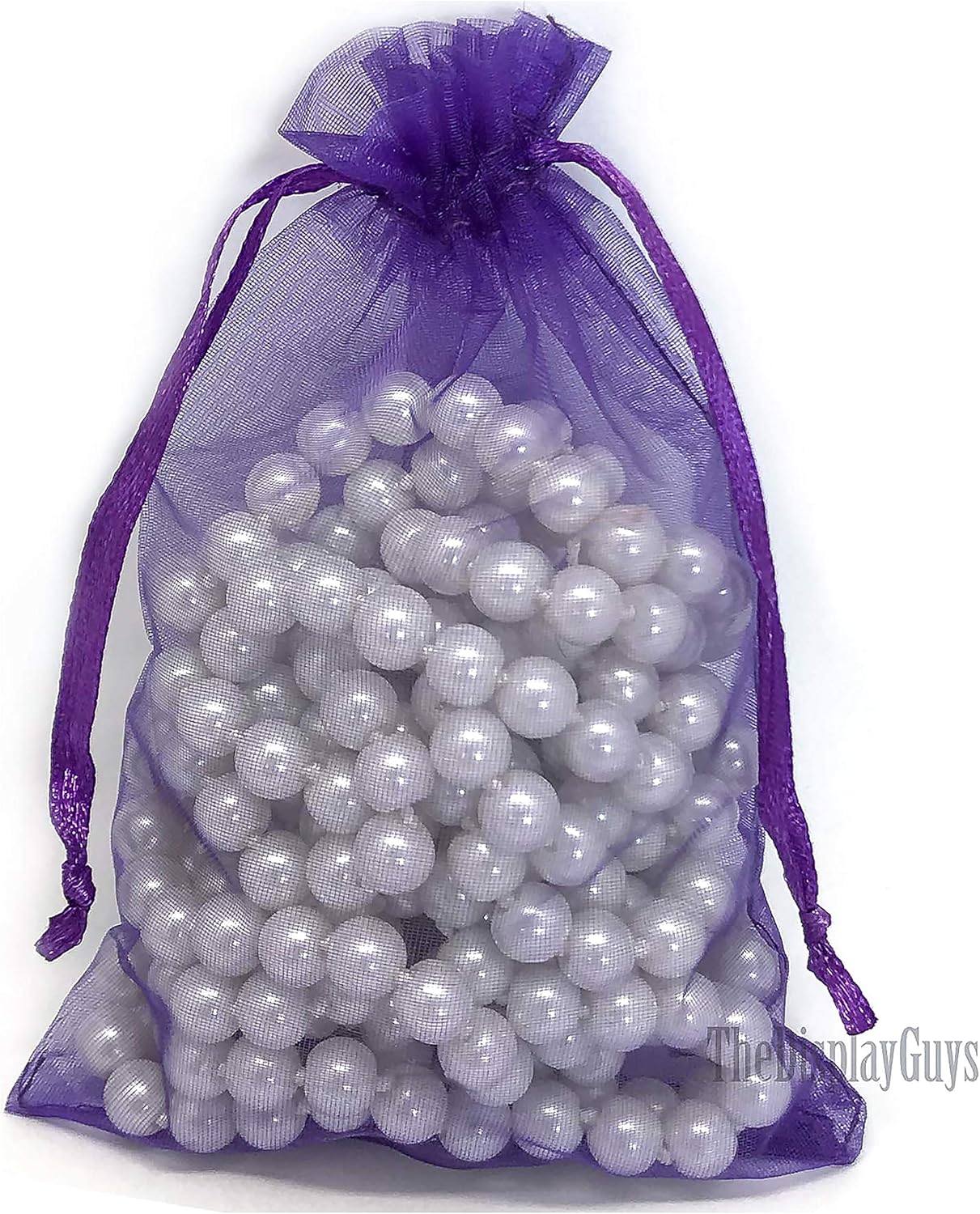 TheDisplayGuys 48-Pack 4x6 Purple Sheer Organza Gift Bags with Drawstring, Jewelry Candy Treat Wedding Party Favors Mesh Pouch