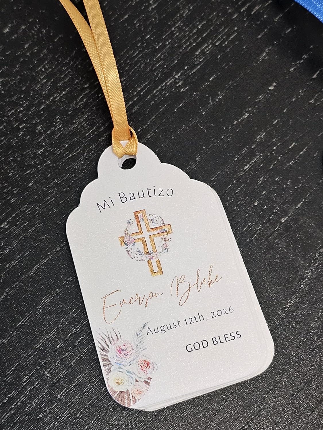 Mi Bautizo Baptism Christening Personalized Thank You Tags 20 pcs - More Colors Available (White/Gold)