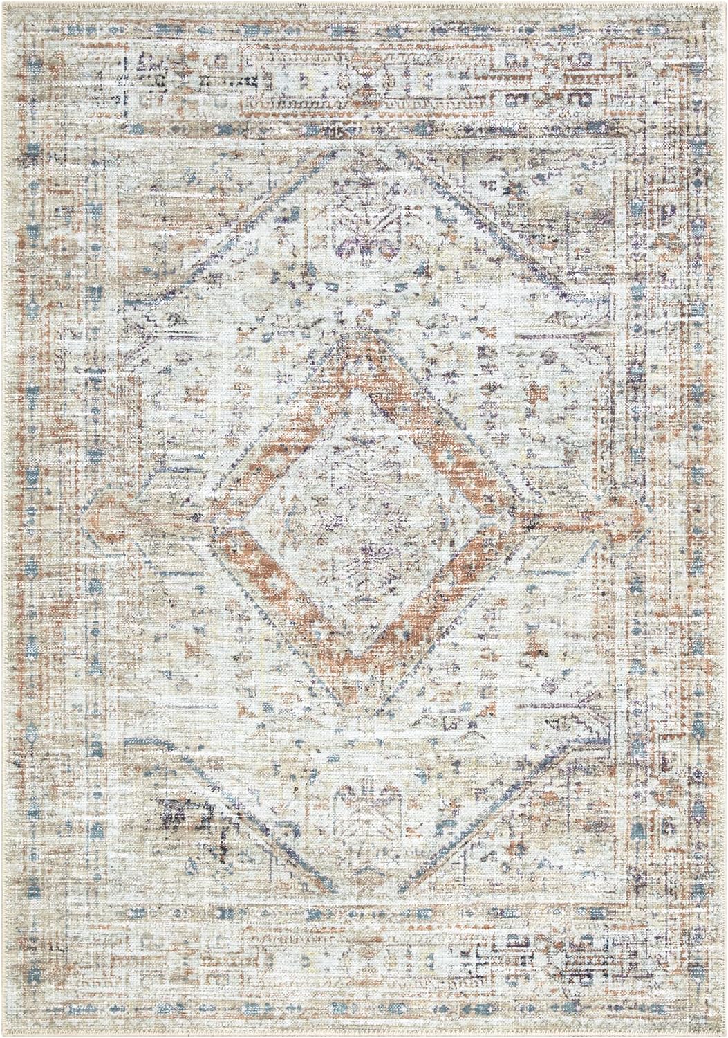 Bloom Rugs Washable Non-Slip 9' x 12' Rug - Peach/Beige Traditional Area Rug for Living Room, Bedroom, Dining Room, and Kitchen - Exact Size: 9' x 12'