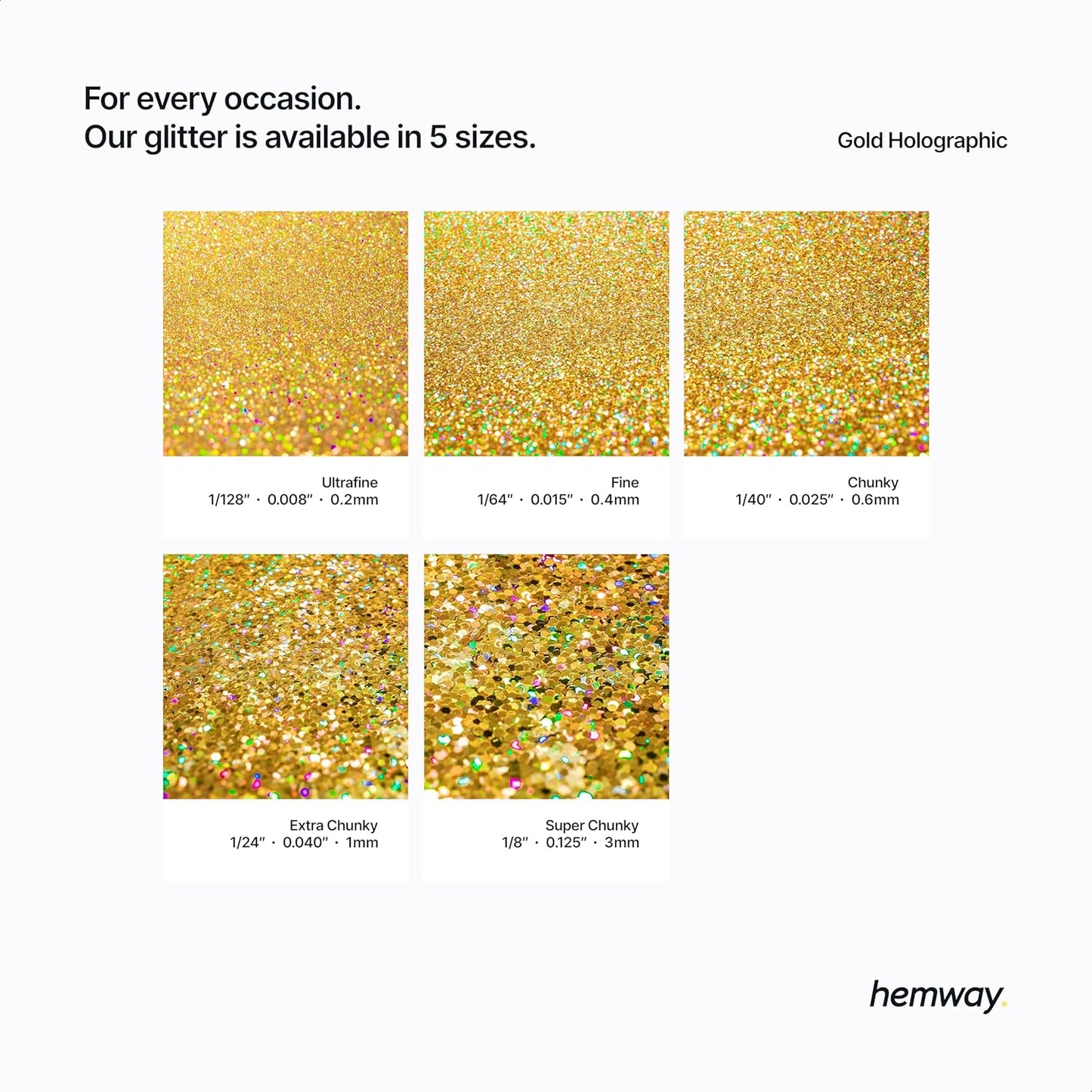 Hemway Biodegradable Glitter Eco Friendly - 100g/3.5oz Bio Cosmetic Safe Sparkle Vegan for Face Eyeshadow Body Hair Festival Makeup Craft - Fine (1/64" 0.015" 0.4mm) - Gold Holographic