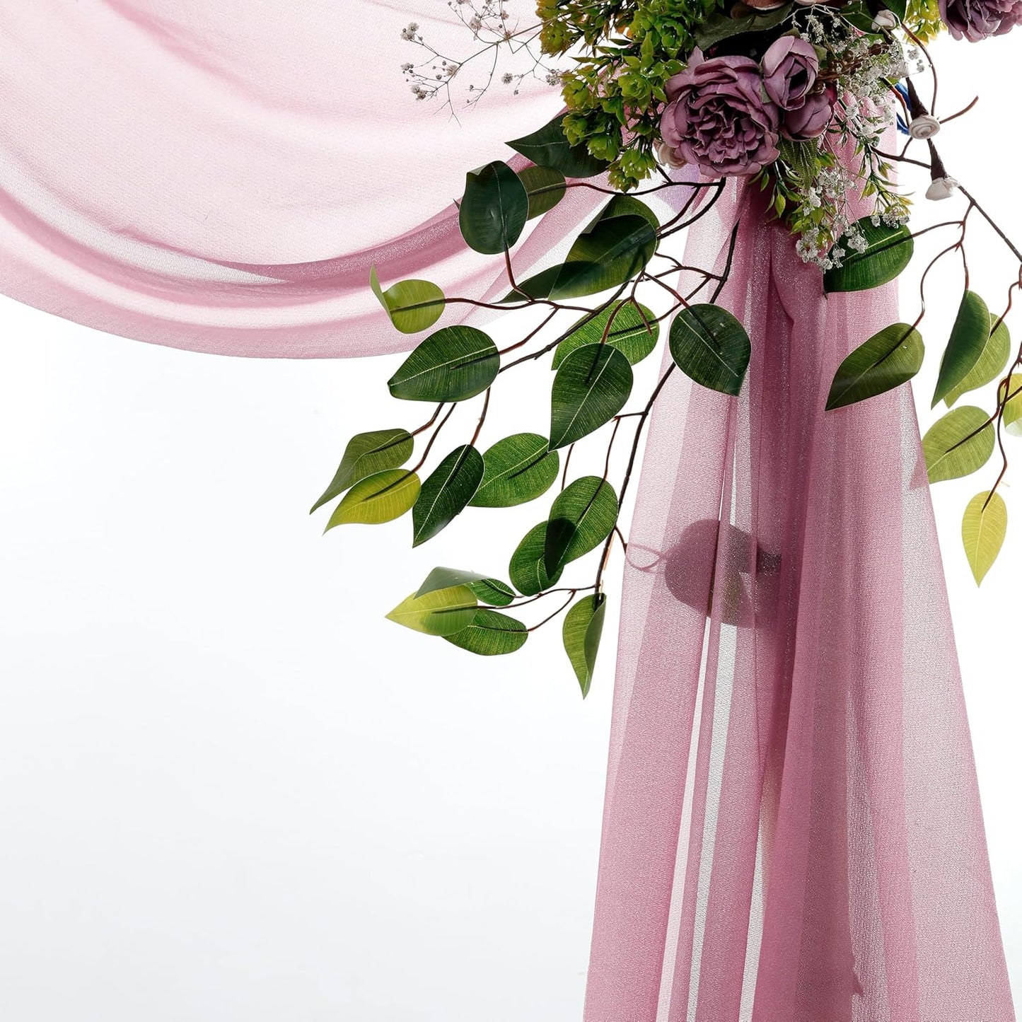 VDS Pack of 1 Panel (30 Inch X 30 Feet) Wedding Arch Draping Fabric Sheer Chiffon Fabric Drapery for Wedding Ceremony Reception Swag Backdrop Canopy Chuppah ARBO Altars Decoration (Mauva)