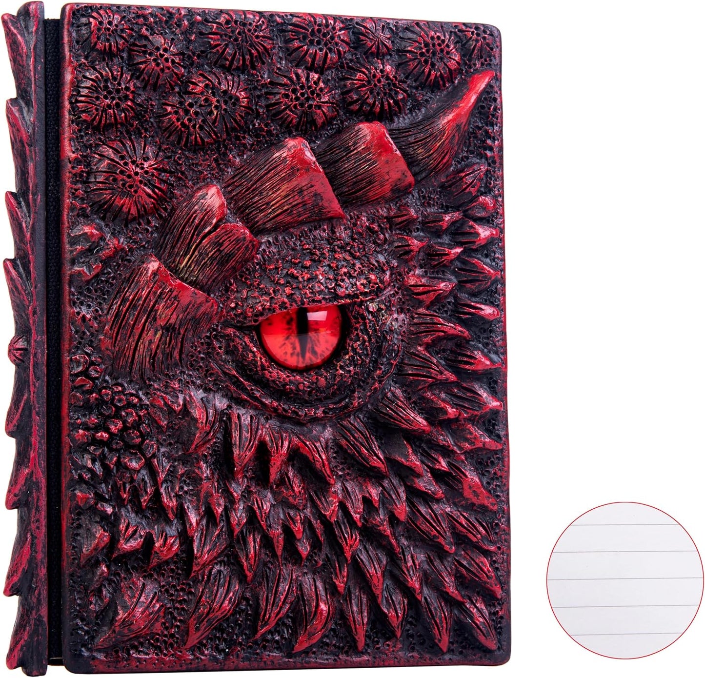 3D Dragon Eye Embossed Journal,Resin Engraving Notebook,Dnd notebook for Dragon Lovers ，Blank Paper,Hardcover Travel Notepad for Writing,Sketchbook,Collection,Gift,Decoration A4 and A5 Size (A5-Red-Lined)