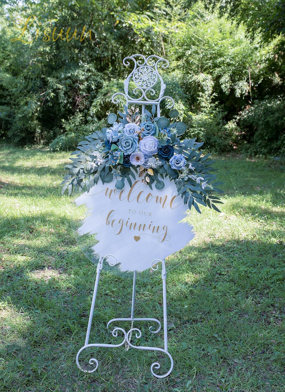 Wedding Arch Flowers, Artificial Flowers for Reception Backdrop and Welcome Ceremony Sign, Large Flower Swag for Dreamy Romantic Wedding Ceremony Floral Decor - Pack of 2