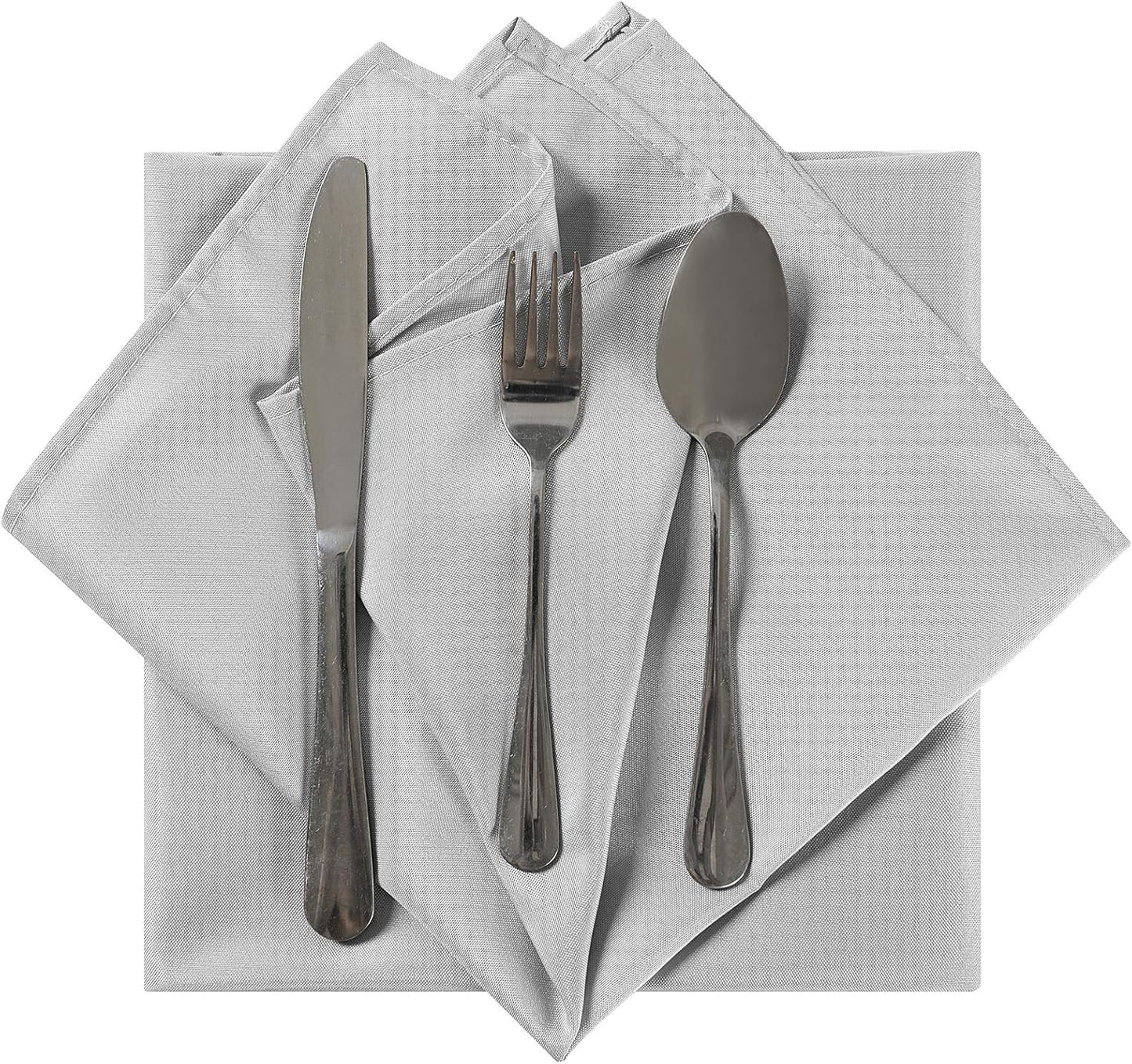 Cloth Napkins 20x20 inch Washable Polyester Dinner Napkins Soft Table Napkins for Wedding Party Dining Banquet(Silver,25PCS)