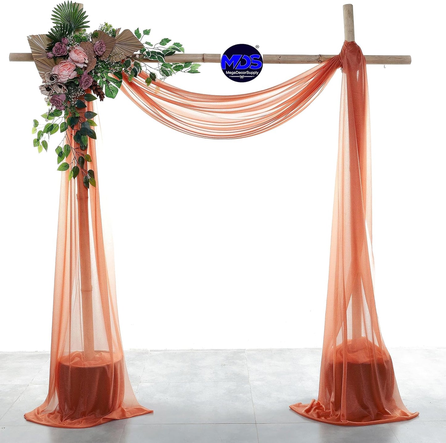 MDS Halloween Chiffon Draping Fabric - 2 Panel, 30" Wide x 40ft Long - Sheer Spooky Arbor & Canopy Drapery for Haunted House Backdrops, Party Ceilings, DIY Costumes & Themed Events - Terracotta