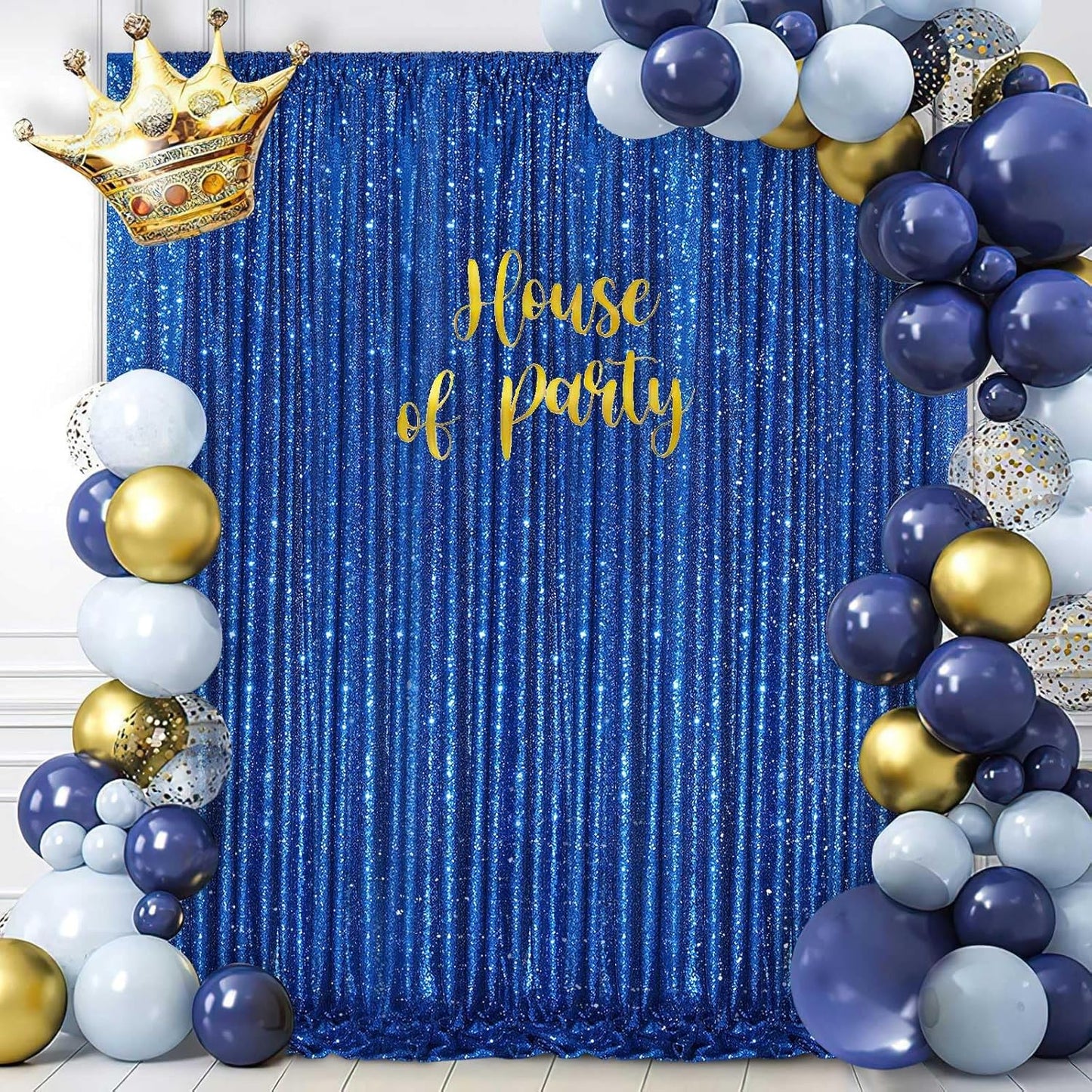 Sequin Backdrop Curtain Royal Blue Party Decorations: Glitter Photography Background 8ftx8ft for Birthday Wedding Baby Shower Photo Backdrop