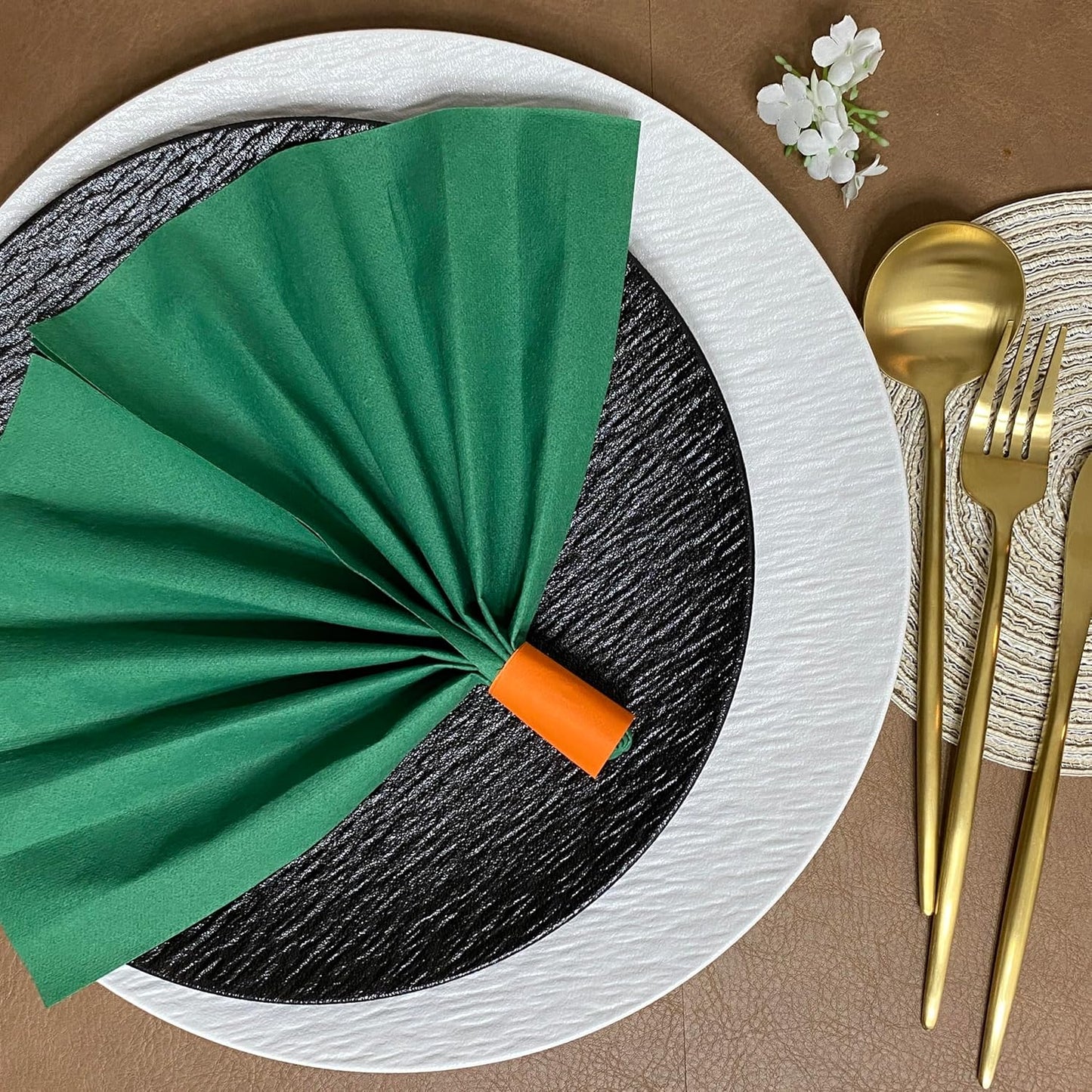 Germiwipe Paper Napkin Band Box of 500,Napkin Rings Self Adhesive,Silverware Wraps Bands (Orange - 500pcs)