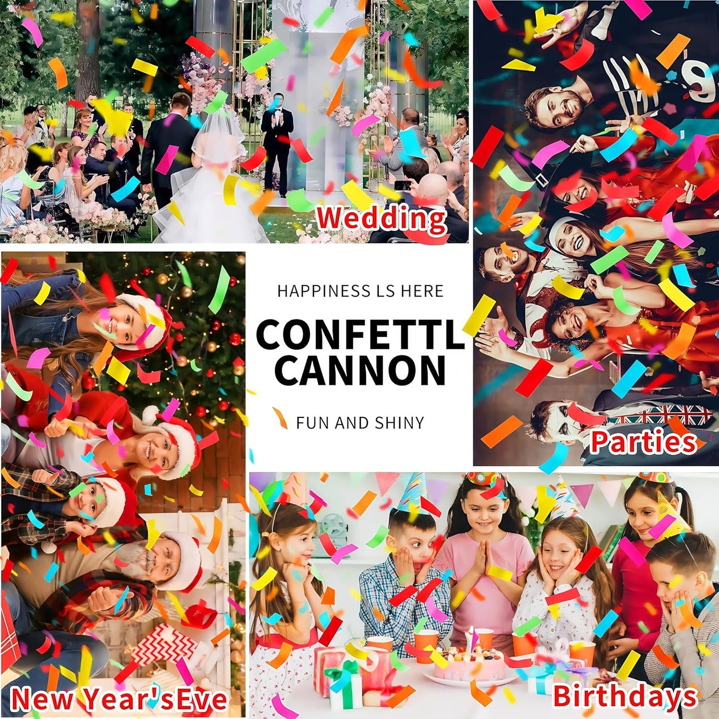 16in Biodegradable Confetti Poppers,Confetti Cannons Bulk with Colorful Confettis Design for Ceremony Party Favor Supplies,Birthday Holiday,Halloween Thanksgiving,Christmas,New Year's Eve(2Pack)