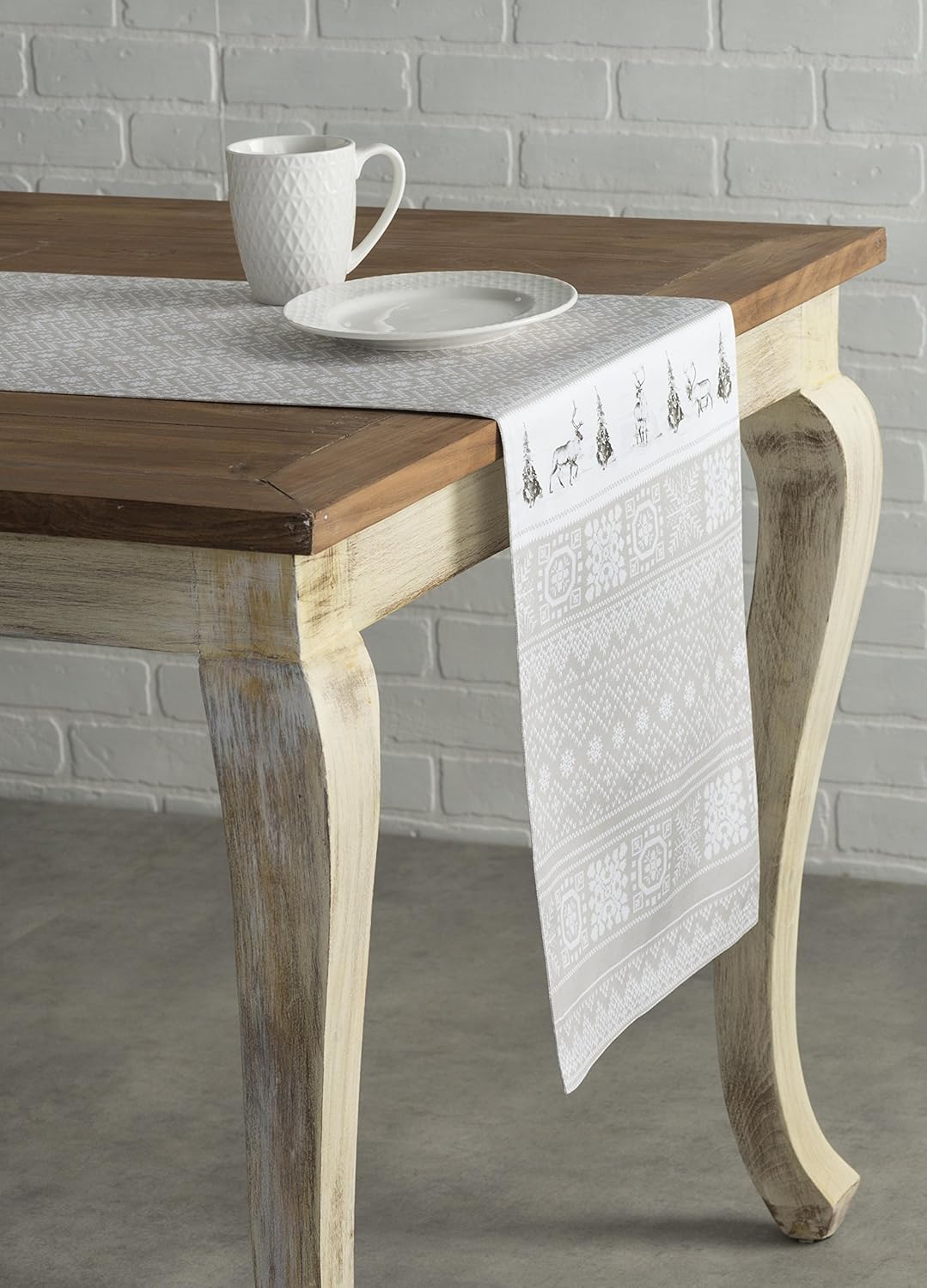 Maison d' Hermine Table Runner 100% Cotton Single Layer Table Runners 90 inches Long Decorative for Home Kitchen Dining Party Baby Shower Wedding Bridal Shower (Cozy Christmas, 14.50" x 90")