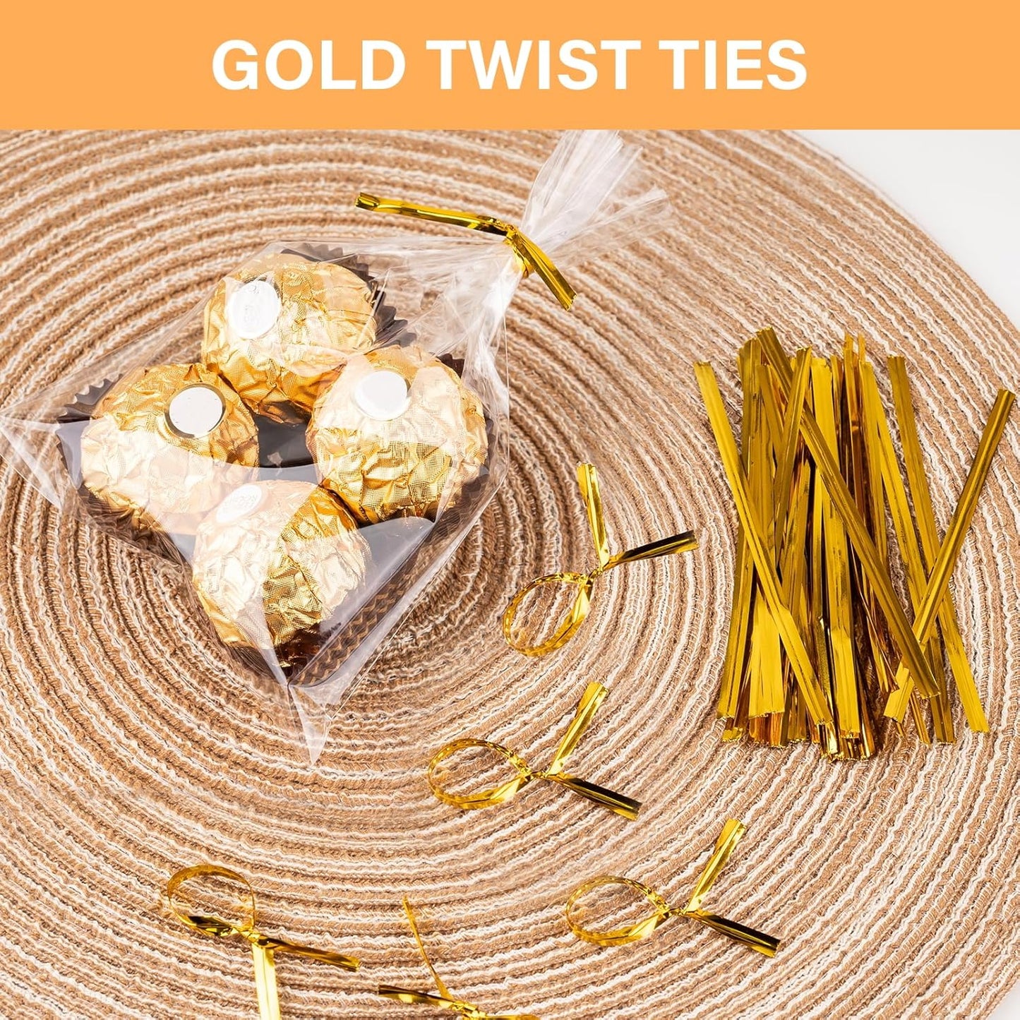 ZHEWTOEN Cellophane Bags, 100 Pcs 4x6 Inch Cellophane Treat Bags with Color Twist Ties, Clear Plastic Goodie Cello Treat Candy Bags for Cookies, Popcorn, Small Gift Wrapping, Party Favors