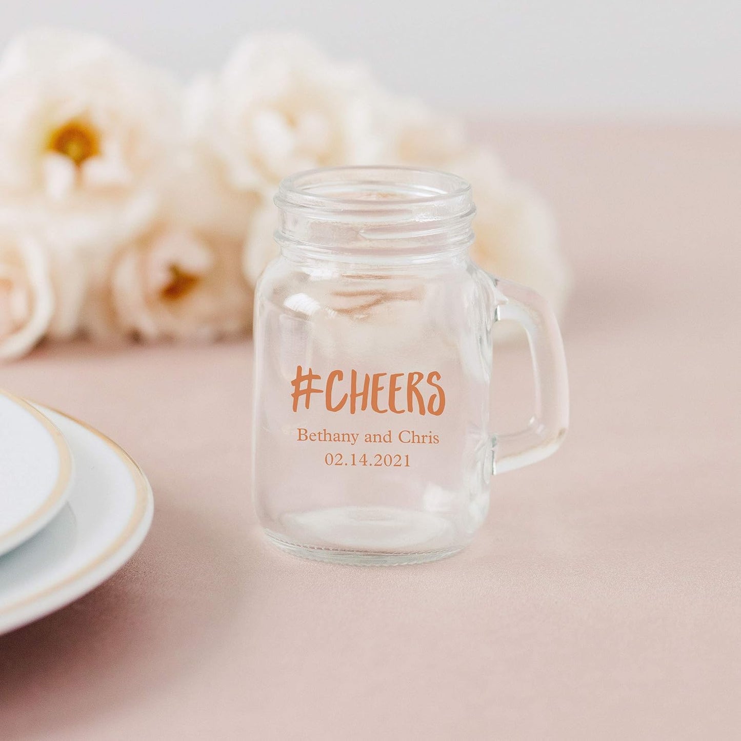 WEDDINGSTAR Personalized 4oz Mini Mason Jar Shot Glass Customizable Full Color Print - 108 pack