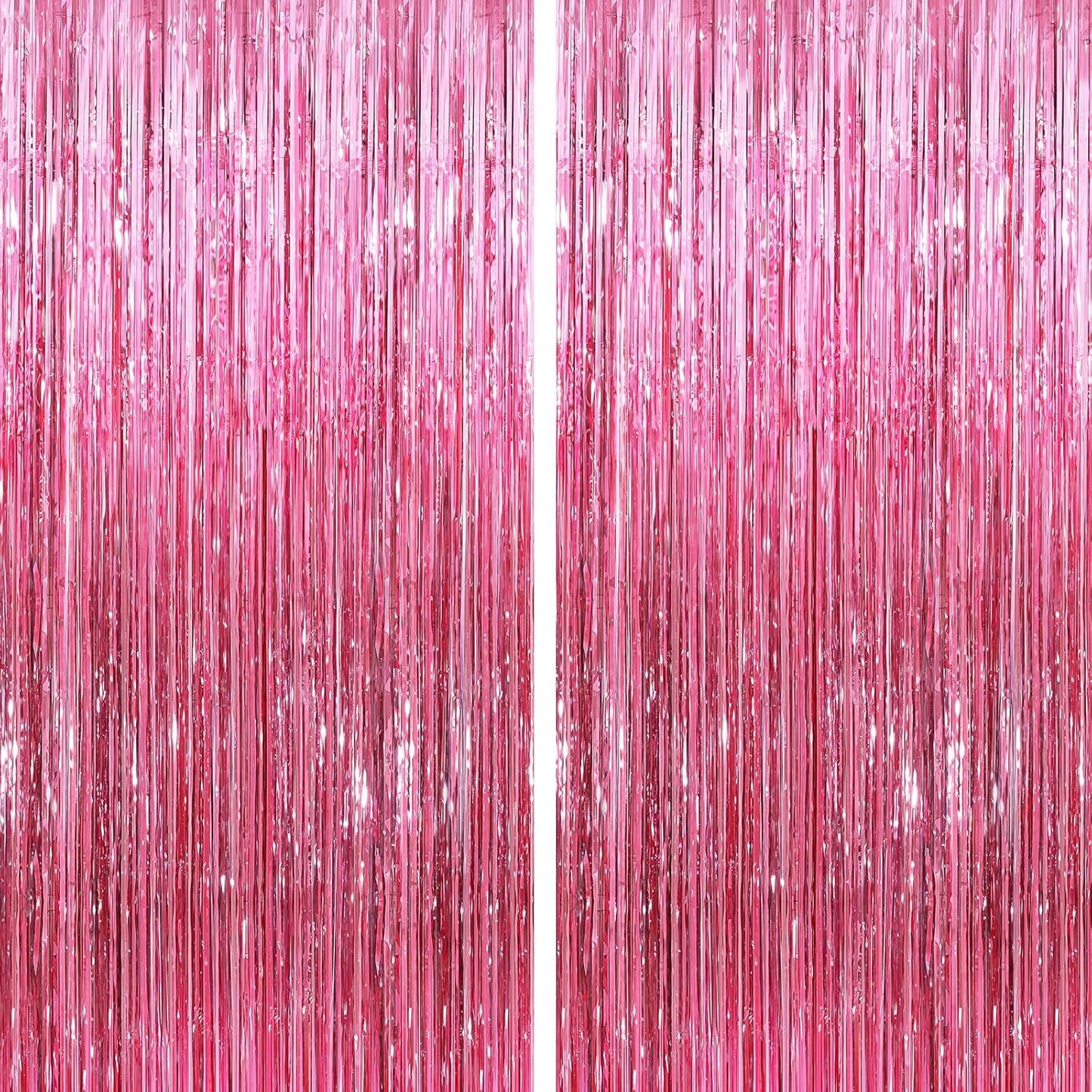 GCB 2 Pack Glitter Foil Curtain Pink Backdrop Streamers Metallic Tinsel Fringe Curtains Photo Booth Props for Birthday Wedding Engagement Bachelorette Christmas Holiday Celebration Party Decorations