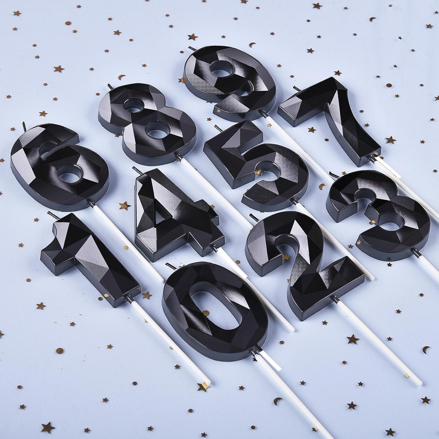 PHD CAKE 2.76 Inch Crystal Black 4 Number Birthday Candles, Black Number Candles, Cake Number Candles, Party Celebration