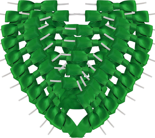 50pcs 3-1/2" Green Satin Ribbon Bows with Twist Ties Giant Bows for Christmas Holiday Gift Packing&Wrapping (Green)