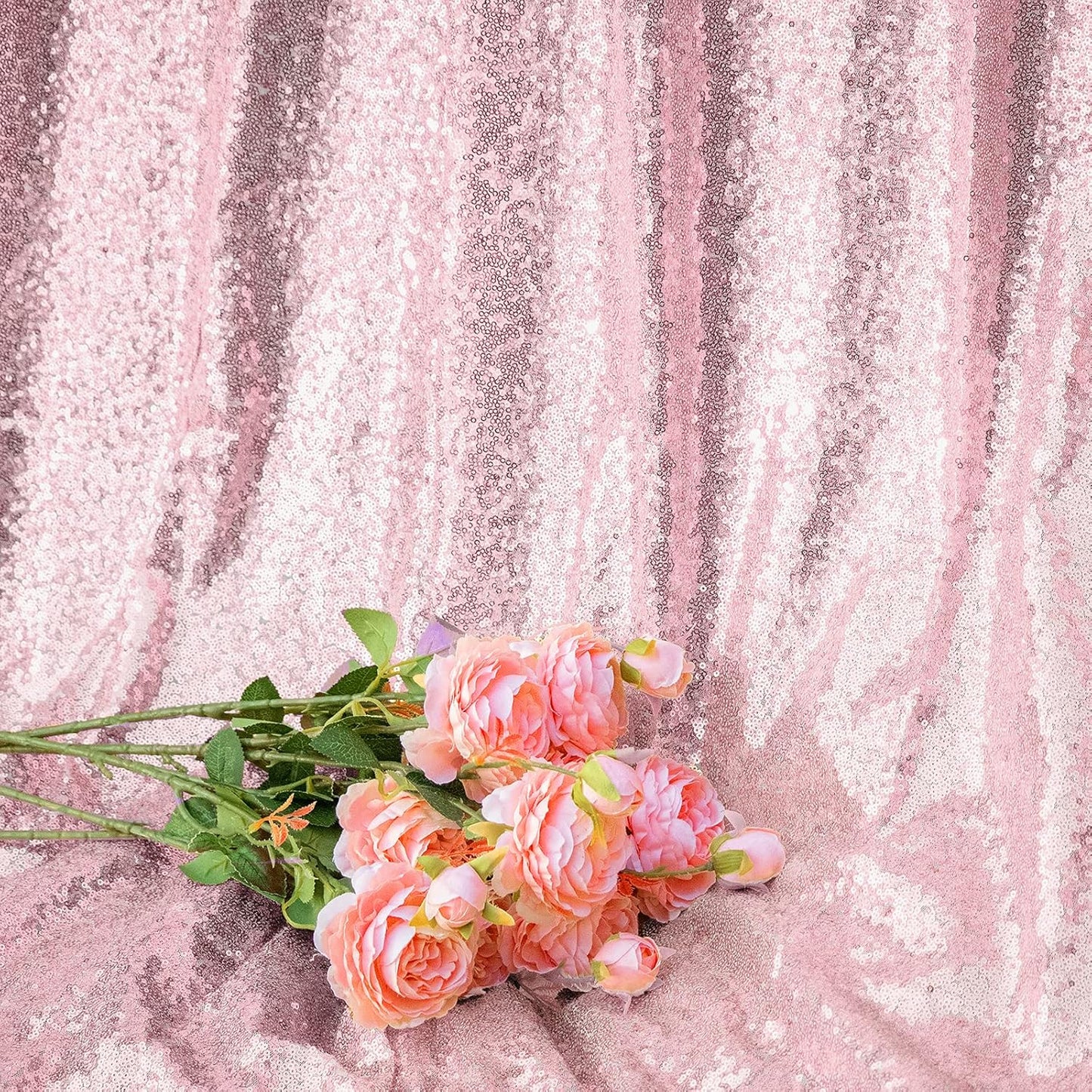 Pink Sequin Backdrop Curtains 2 Panels 4FTx8FT Glitter Pink Photo Backdrop Drapes Party Wedding Baby Shower Curtain Sparkle Photography Background
