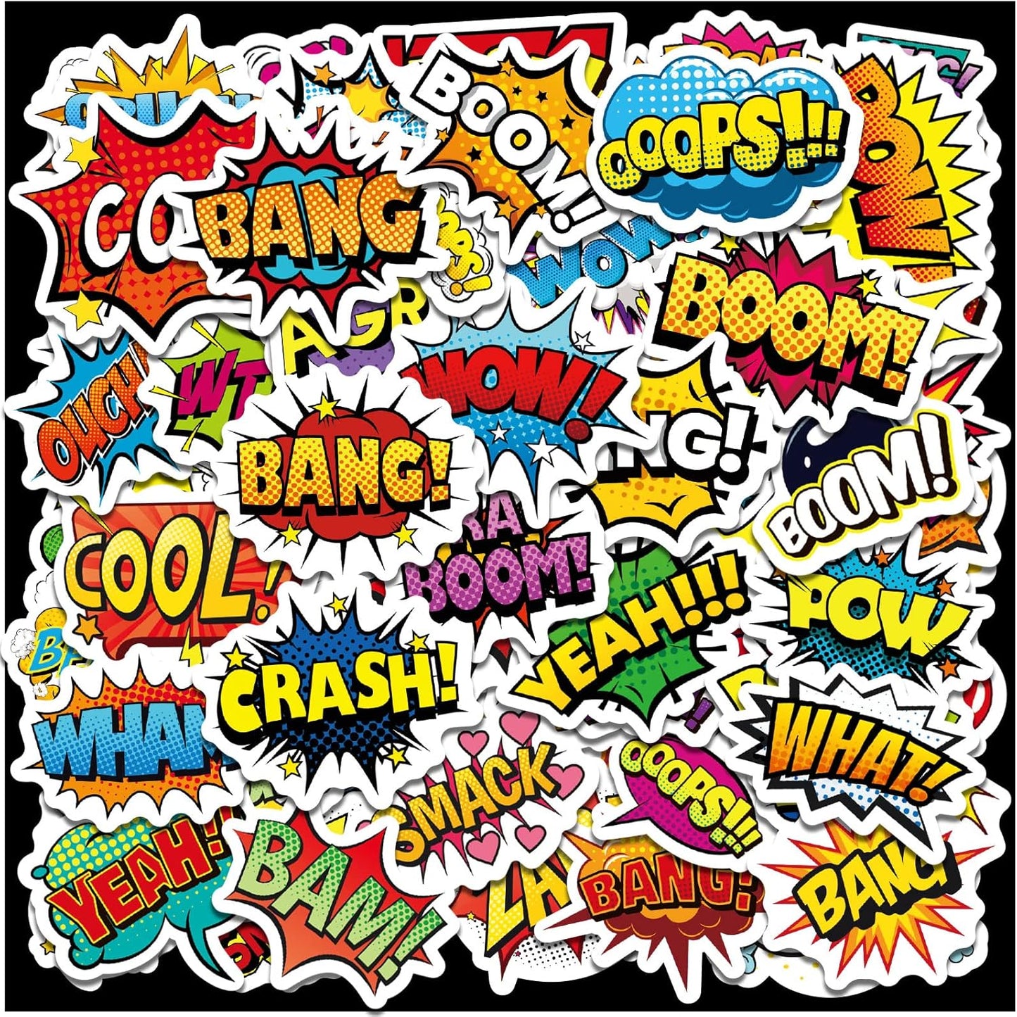 Cool Superhero Stickers 615 Count Boom Party Favors Goodie Gifts Bags Decor for Birthday Invitations Adhesive Stickers Decorations Cartoon Comic Style Stickers